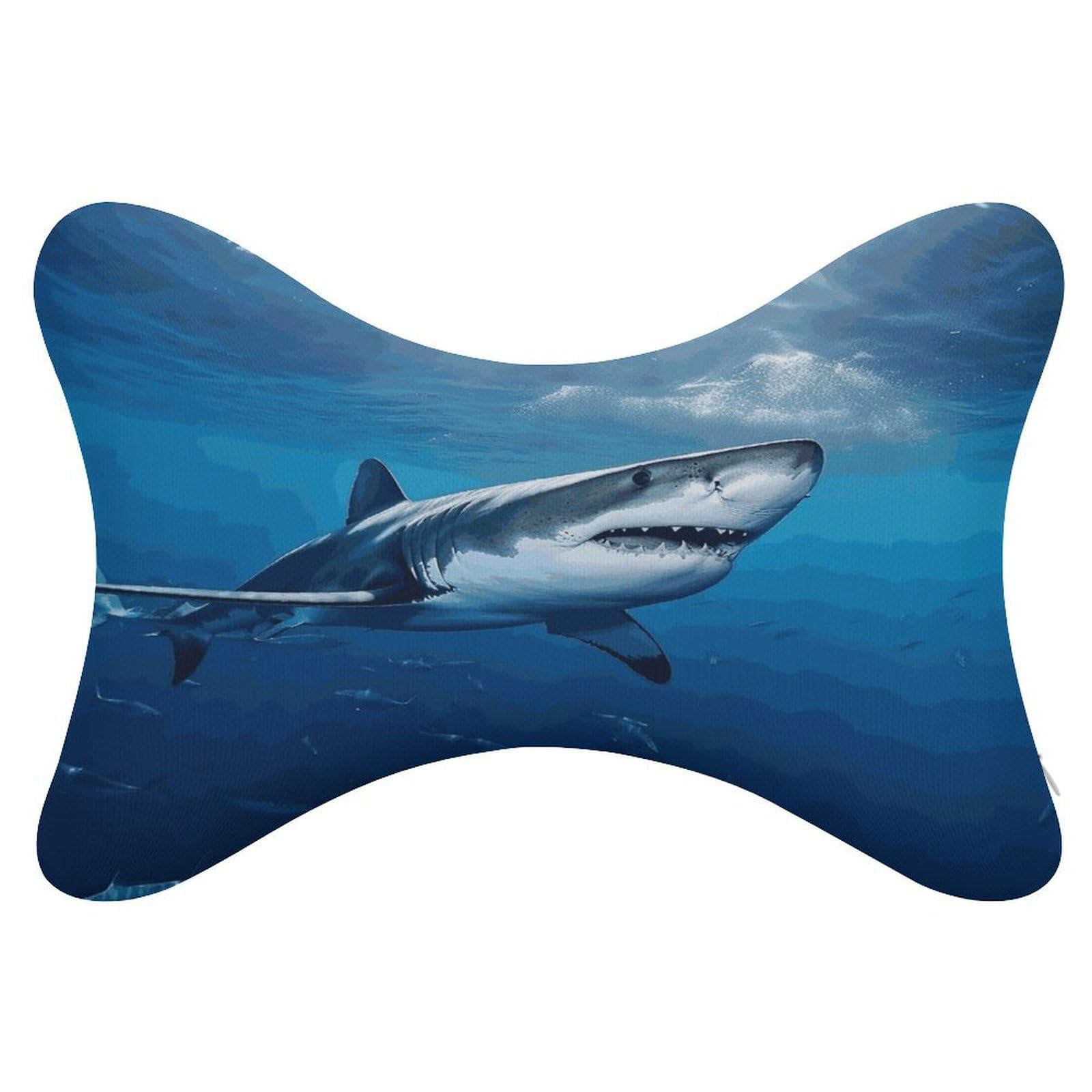 FekiLoot Ocean Sea Animal Shark Car Headrest Set of 2,Softness Memory Foam Car Neck Pillow with Breathable Removable Cover Car Neck Support Pillow Ergonomic for Driving, Office