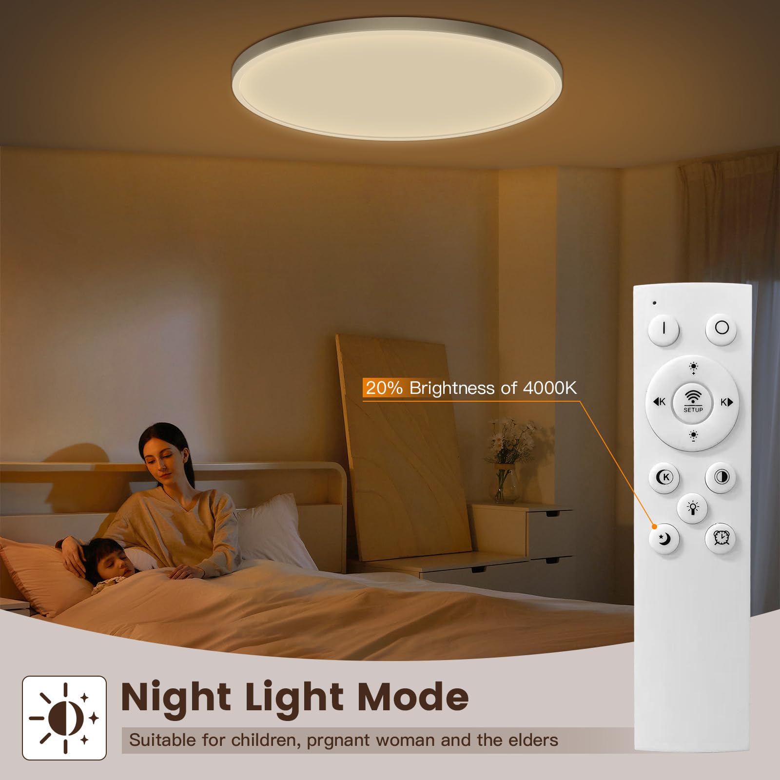 Ø50cm Deckenleuchte, 48W deckenlampe led mit Fernbedienung Dimmbar 3000K-6500K, 4800Lumen Modern Deckenlampe Wohnzimmer Ultra Dünn 2.1CM für Schlafzimmer Badezimmer küche