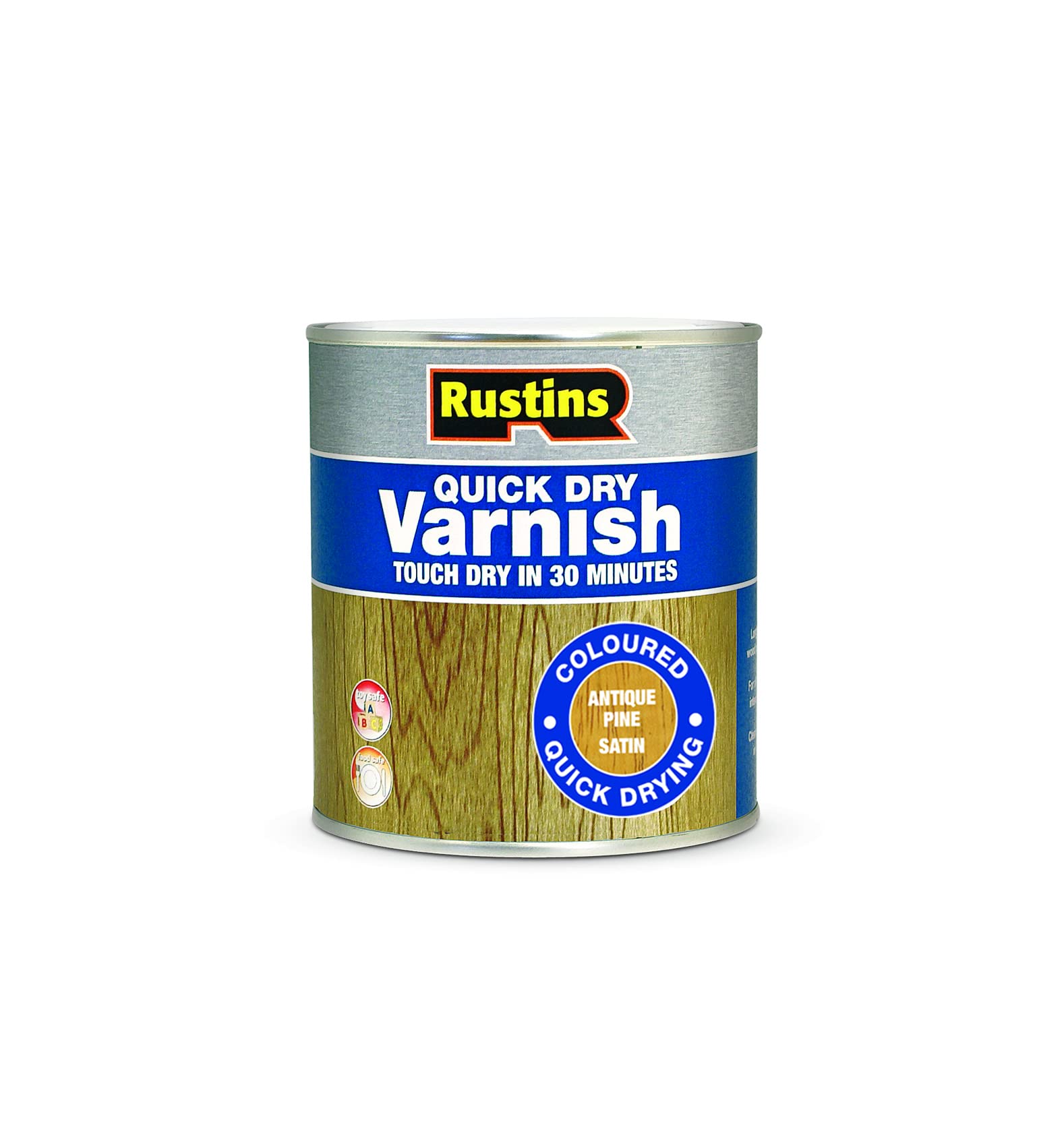 Rustins Quick Dry Varnish Satin Antique Pine 500ml Low Odour and Non Yellowing
