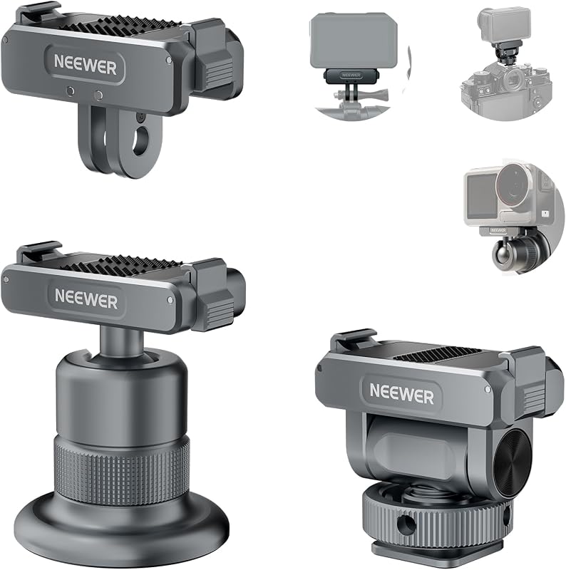 Kit de accesorios para cámara de acción compatible con DJI Osmo Action 5 Pro/4/3, soporte de zapata fría, soporte magnético de liberación rápida y adaptador de rótula, AC011+AC012+ AC013, gris oscuro