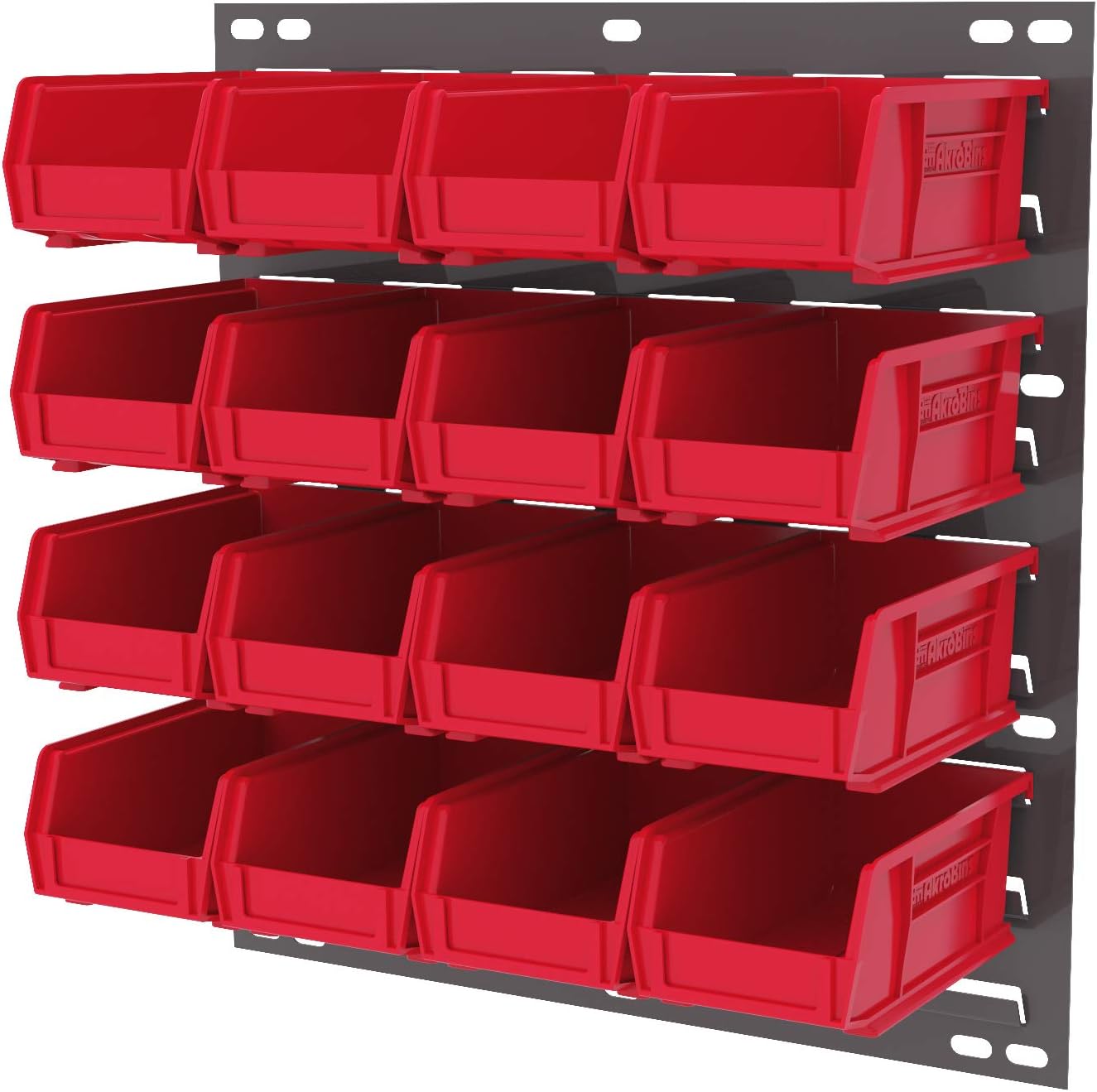 TOP оƒƒERS Akro-Mils 30618 Louvered Steel Wall Mount Panel Garage Organizer for Hanging AkroBin Storage Bins, 18-Inch W x 19-Inch H, Grey, 4 Pack