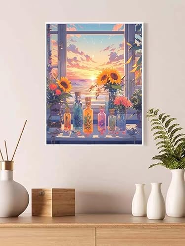 Miniatura 4 de Euibziy Kits de pintura de diamantes para adultos, kits de arte de diamantes 5D para principiantes, pintura de diamante redonda para decoración de