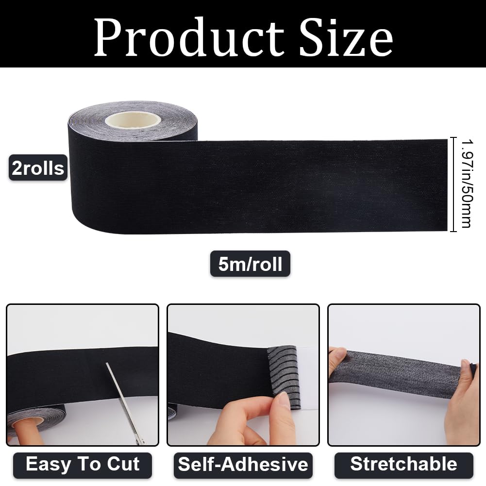 GORGECRAFT 10M X 5 cm Nastri Kinesiologici Sport Muscoli Esercizi Bendaggi per Il Corpo Bende in Cotone Bende per Seno Boob Lift Up Nastro Adesivo Bob per Seno Atletico Gomito Ginocchia Supporto Nero