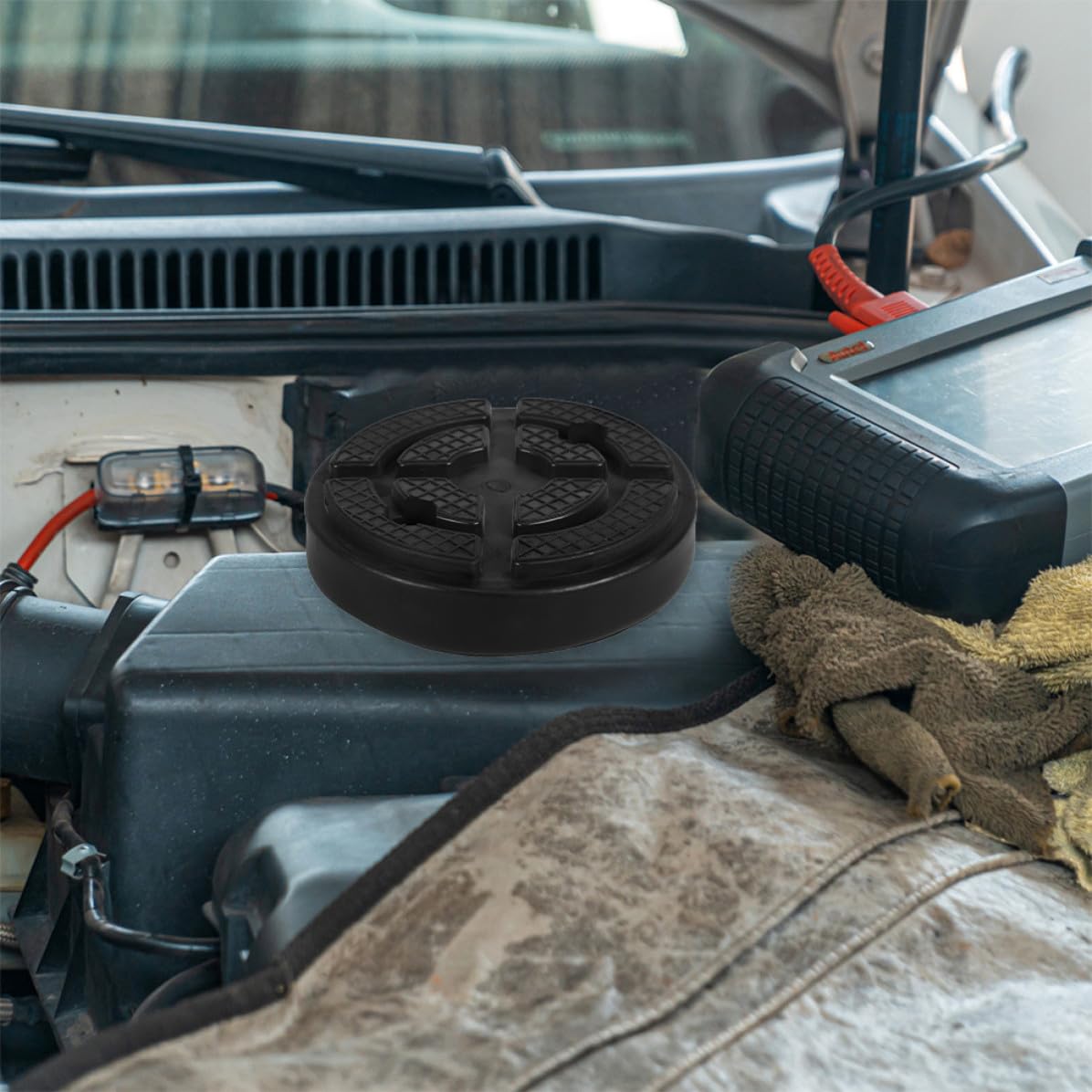 2 Stück Gummipuffer aus Gummi Schwarz, stabile Falz Hebeplatten 85x85mm für Pkw und Lkw Hebebühnen, ideal für Fahrzeugwartung in Werkstätten