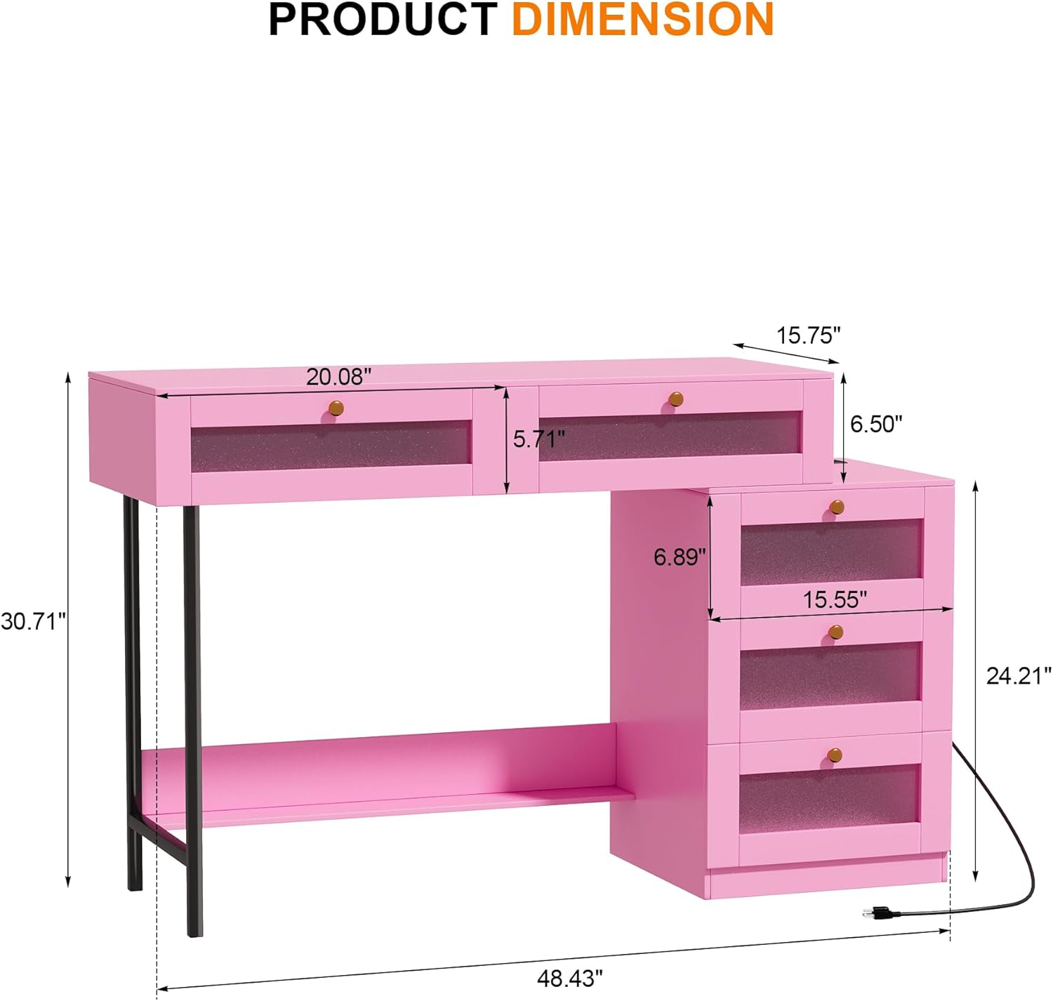 Manicure Table Nail Desk Makeup Vanity Desk, Professional Nail Station Beauty Technician Desk with Storage Drawers for Girls Bedroom Living Room Home Office