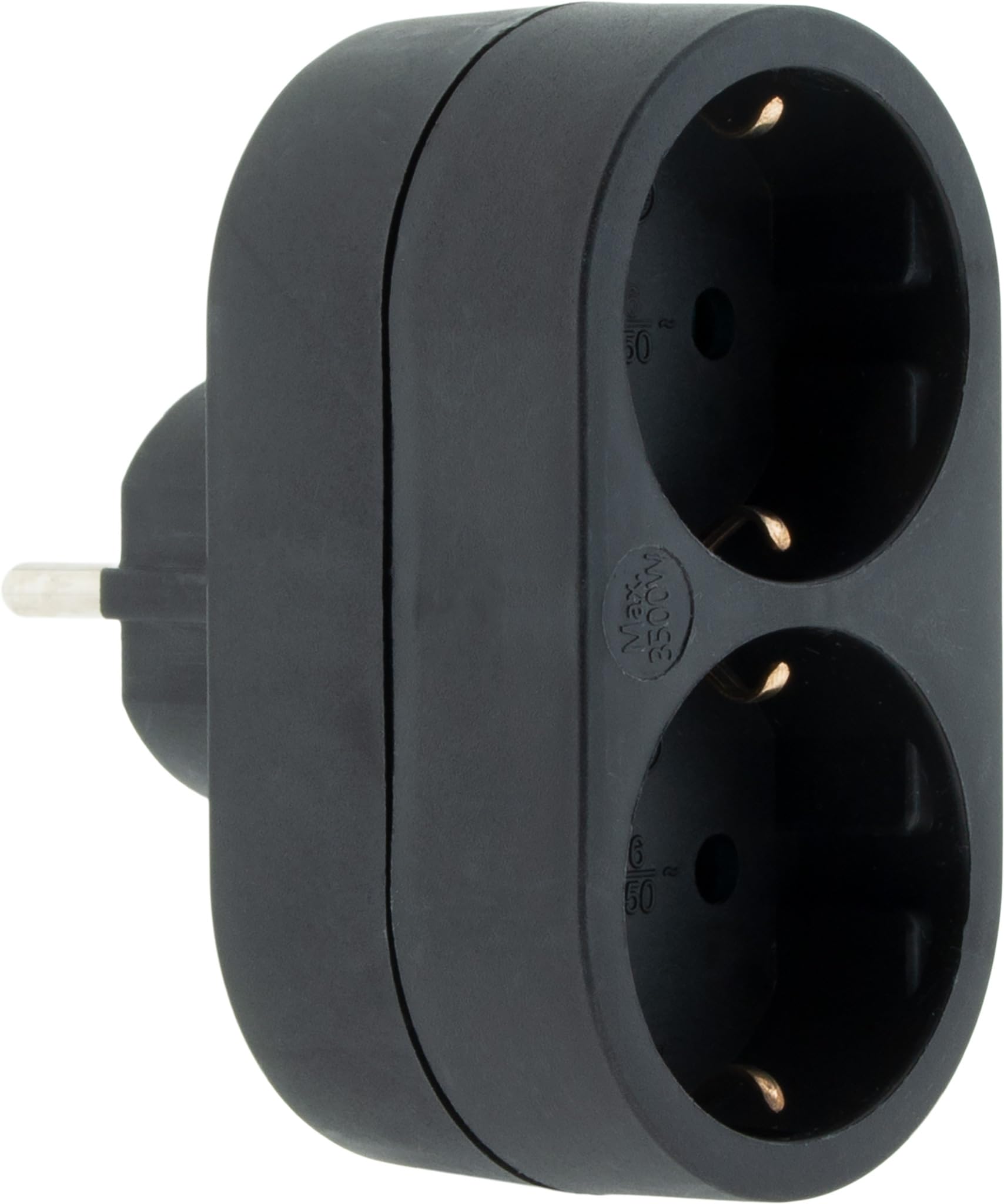Zenitech, gniazdo Biplite, model Schuko, 16A, idealne do urządzeń elektrycznych, nowoczesny i elegancki design, idealne do domu lub biura - 16A - Czarny - 2 gniazda