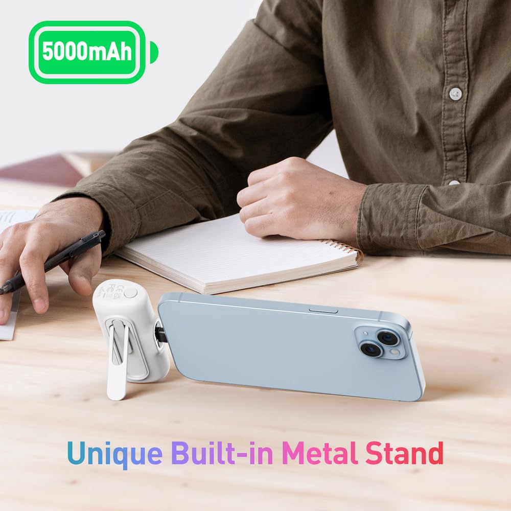 LinkPod Small Portable Charger for iPhone 15 Power Bank: 20W PD Fast Charging USB-C Power Bank, LED Display, 5000mAh Battery Pack Compatible with iPhone 15 Plus/15 Pro/15 Pro Max/Samsung