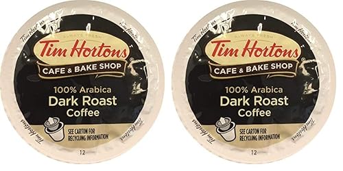 Tim Hortons Café tostado oscuro, cápsulas K-Cup de una sola porción compatibles con cafeteras Keurig, K-Cups de 12 unidades (paquete de 2)