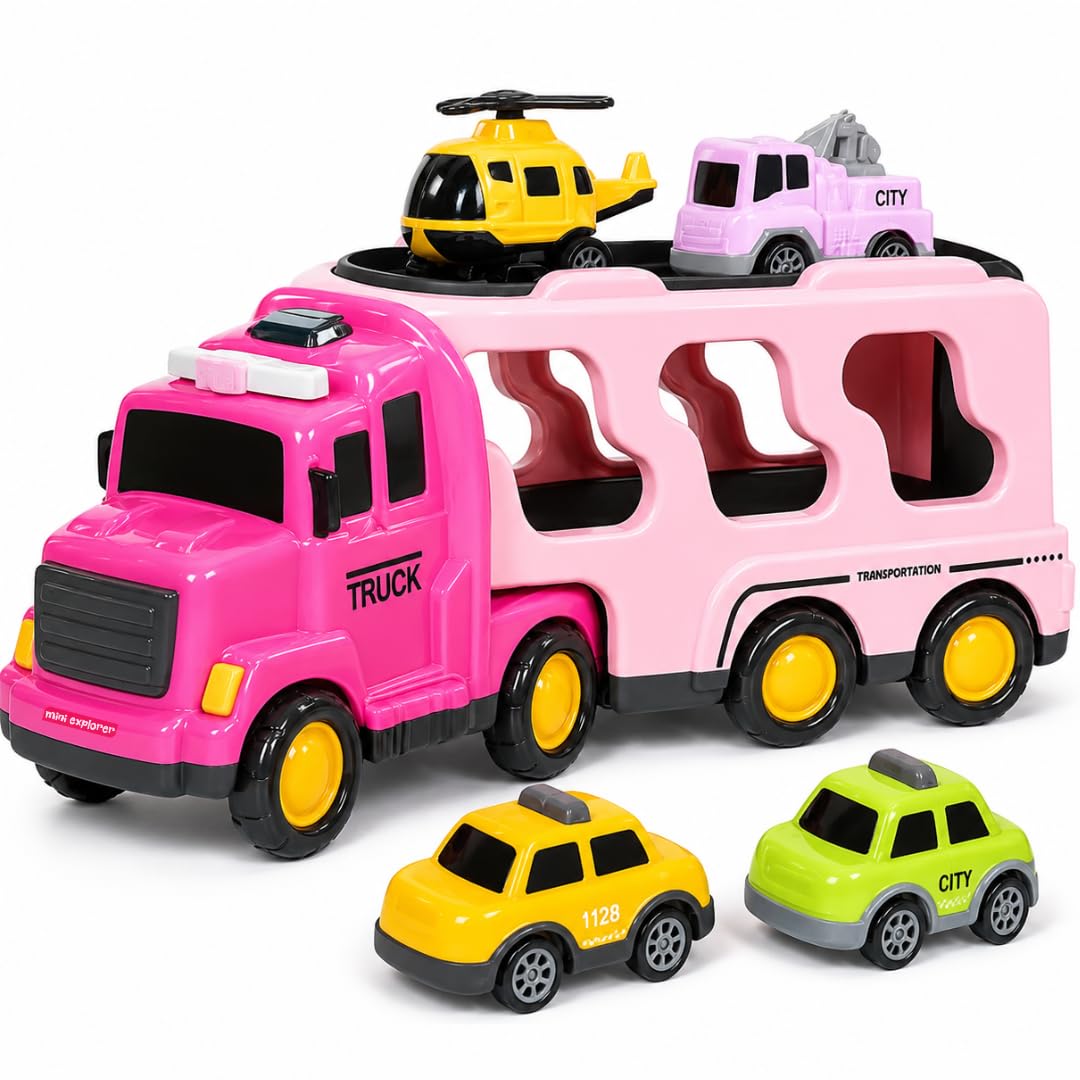 MiniExplorer 5 in 1 Police Trucks Boy Toys for 3-5 Year Old Toddlers - Toys for 3 4 5 6 7 Years Old Transport Vehicle Carrier Truck Sets Kids Boys & Girls — Amazon image 9