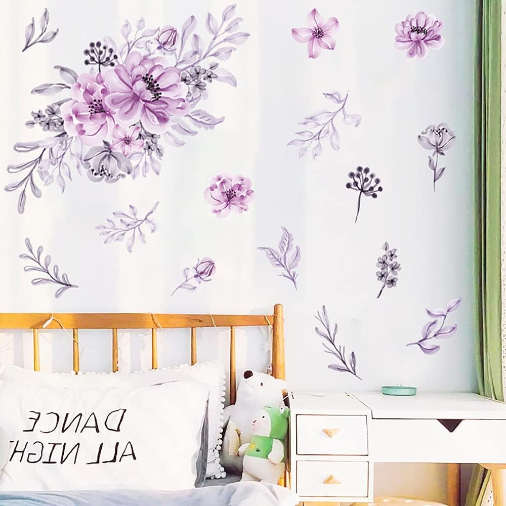 Buy Supzone Purple Flowers Wall Decals Watercolor Floral Wall Stickers Diy Vinyl Blossom Wall Decor For Bedroom Living Room Window Door Mural Art Decoration Online In Indonesia. B09Dfnf9Tq