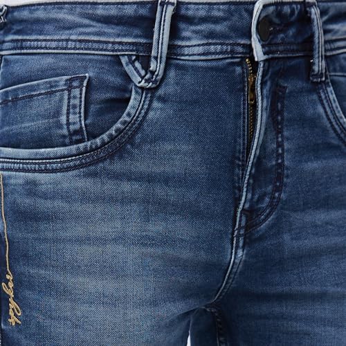 Image of Spykar Men's Kano Slim Fit Mid-Rise Jeans (Ankle Length)