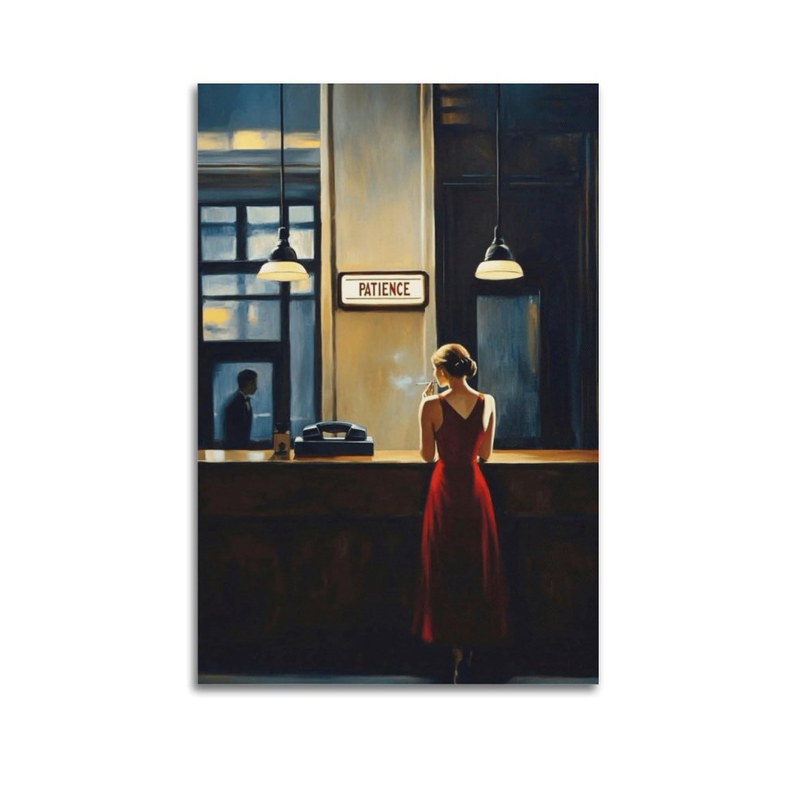 Sjwiner Unframe-Style Edward Hopper Painting Aesthetic Cover Poster Design Painting For Living Room Bed Room 12X18inch(30X45cm)