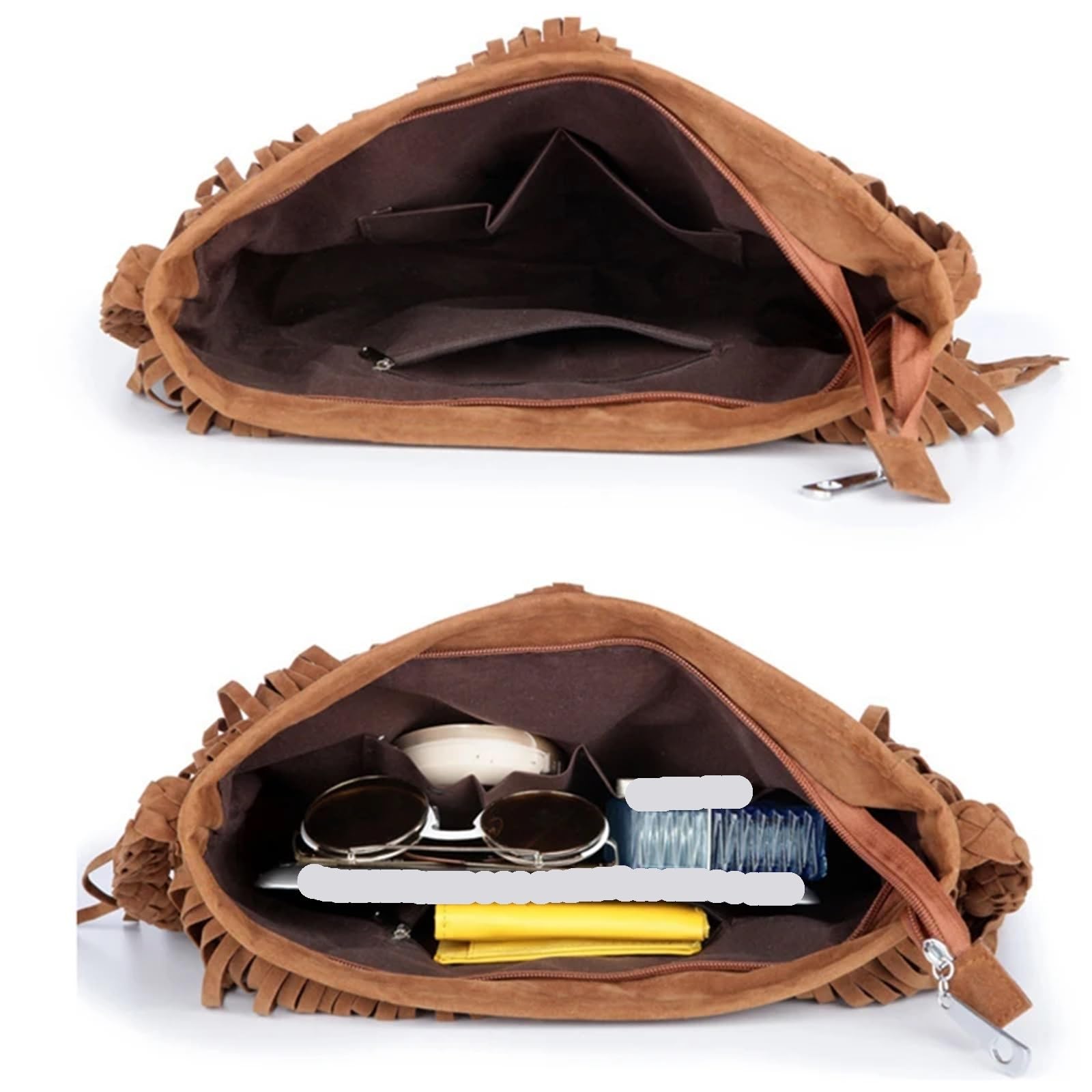 Borsa a tracolla in pelle con frange da donna e regolabile in maglia Per chi viaggia e ama il tempo libero(Color3)