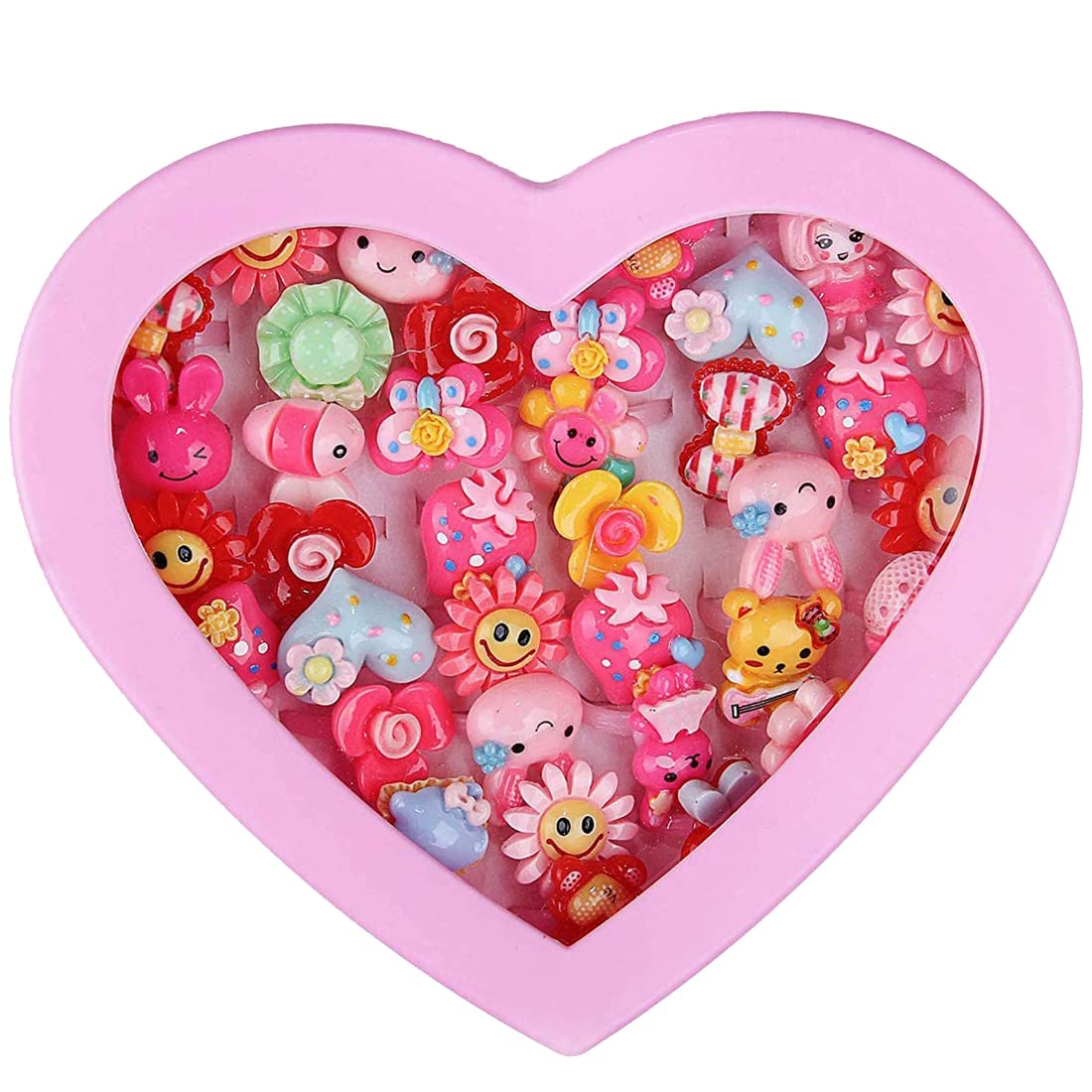 Rubela Girls Kids Cartoon Play Toy Finger Rings Birthday Gift in Pink Heart Shape Suitable 2-10 yrs (B0992HTLTG) Amazon Price History, Amazon Price Tracker