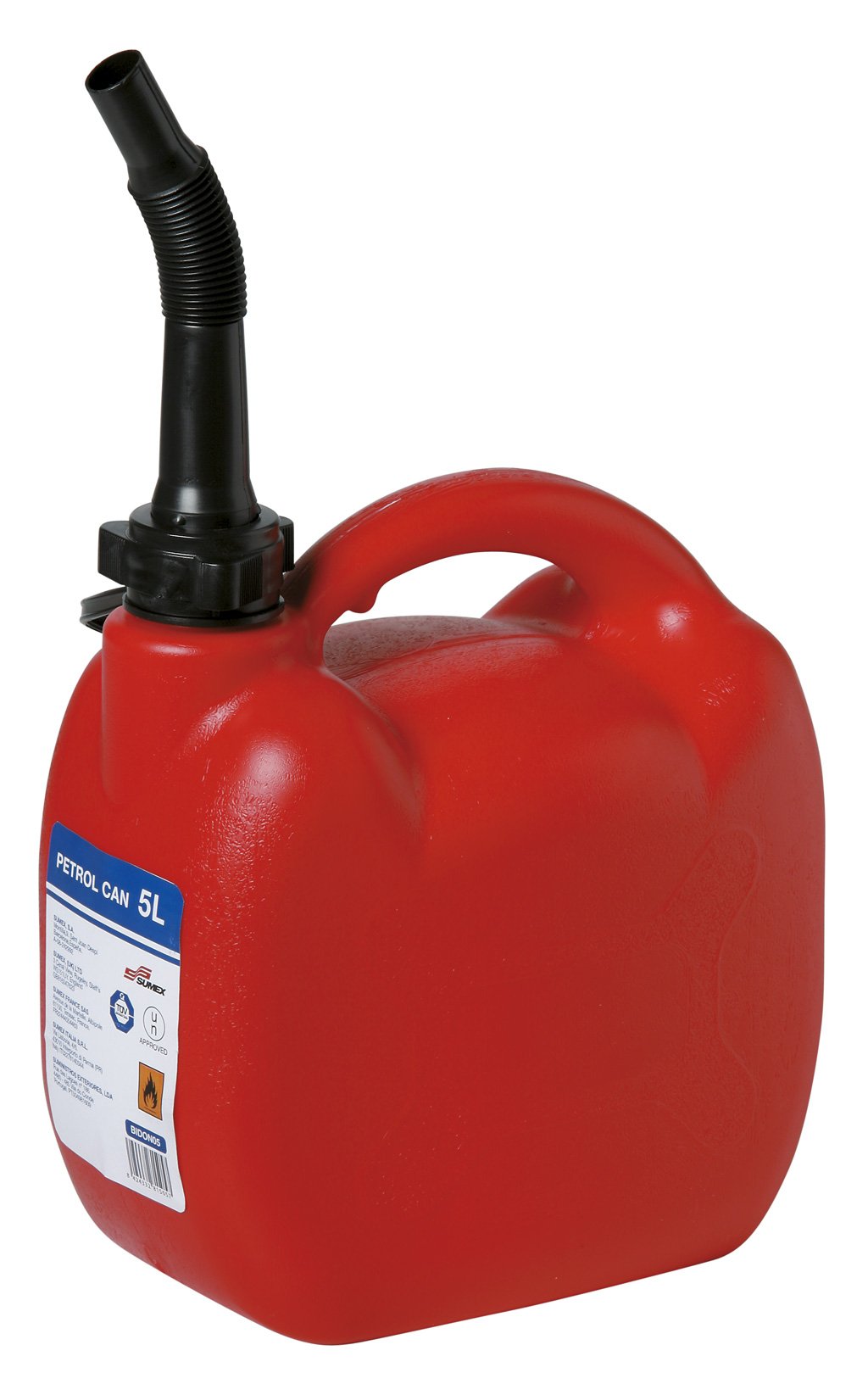Sumex Red Durable Plastic Jerry Fuel Oil Water Petrol Can Container & Funnel (Small - 5L)