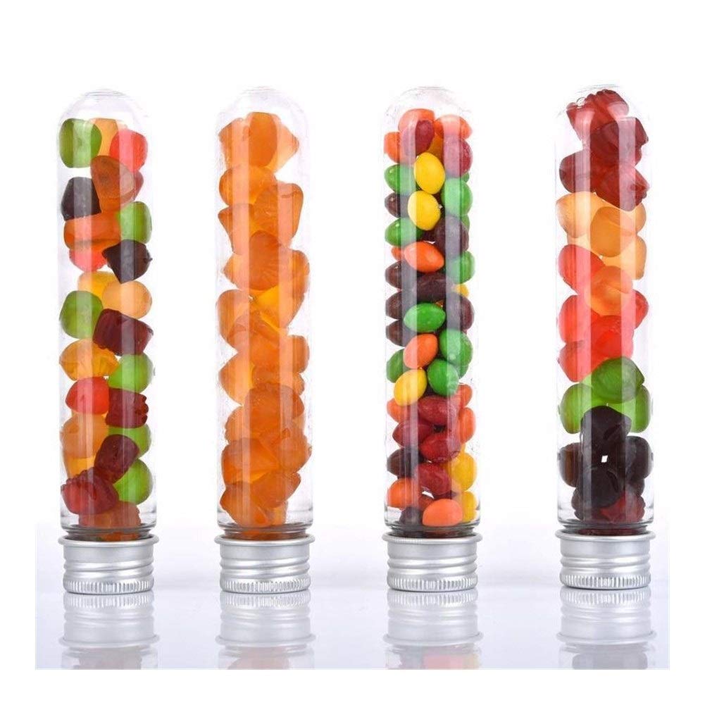 Xianglaa- probówki na prezent, 25 x z aluminiowymi zakrętkami, 40 ml doskonałe plastikowe przezroczyste probówki, 25 x 140 mm przyjęcie, szeroki zakres zastosowań
