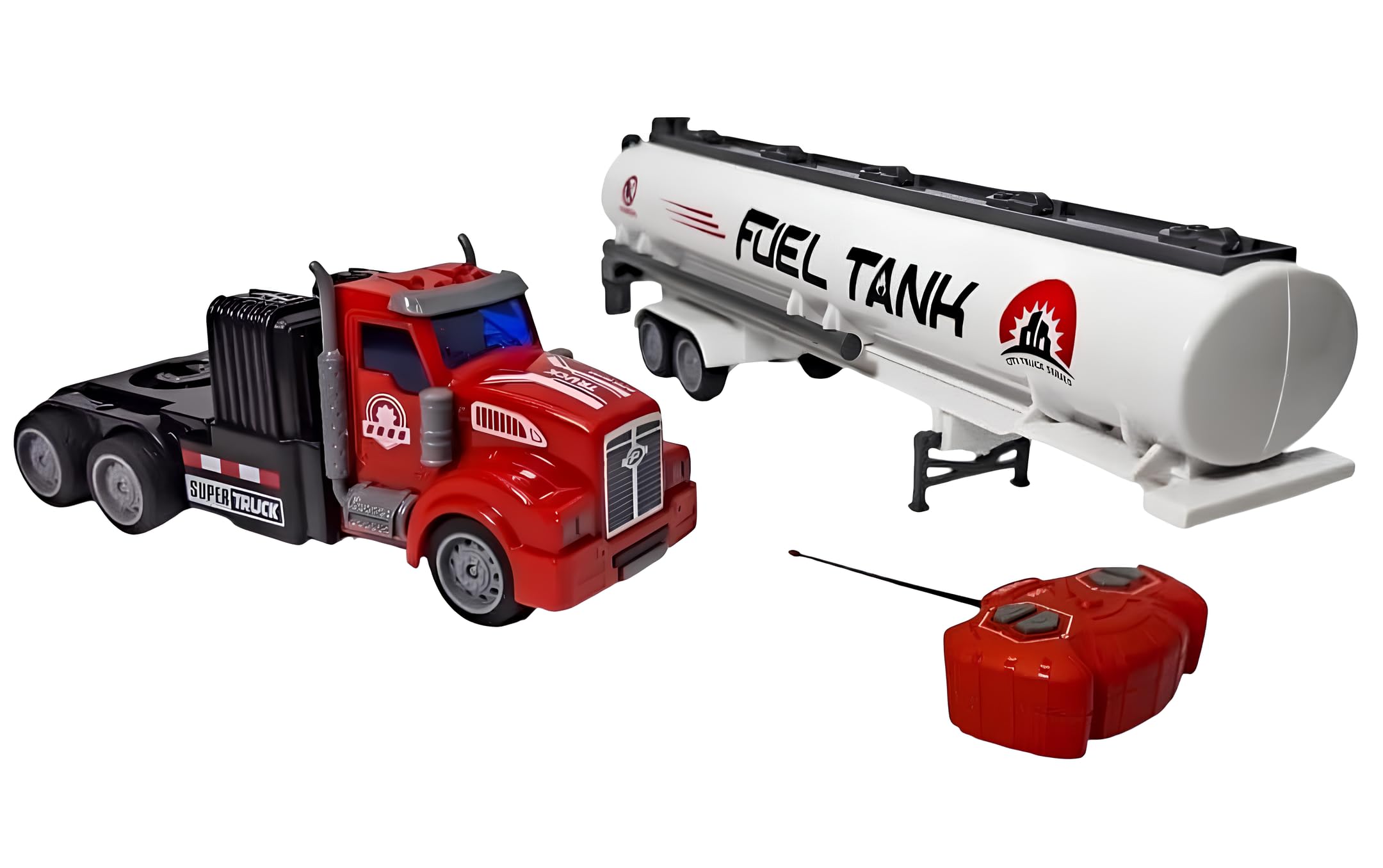 Camión teledirigido para niños con luces Led Camión teledirigido RC con Remolque Tanque Puerta Contenedor Battery Pack Carga USB Tir Camión Articulado Transporte Motriz Sujeto aleatorio (a)
