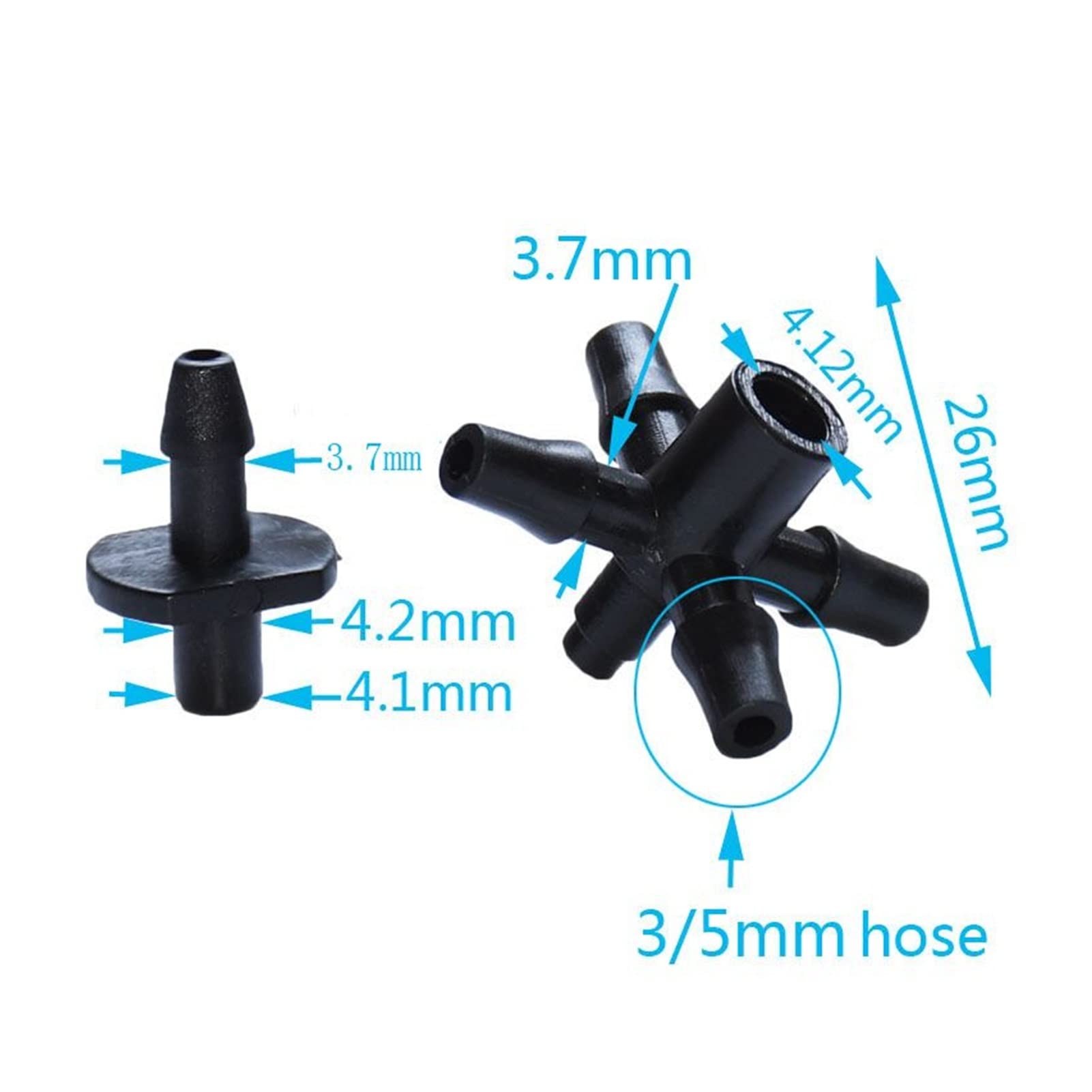 System nawadniania zraszaczy ogrodowych Drip Nawadnianie 4 Way Cross Connector Dripper 5 Way Cross Divider Drip Arrow Adapter 1/8 "Złącze kolczastego 250 sztuk