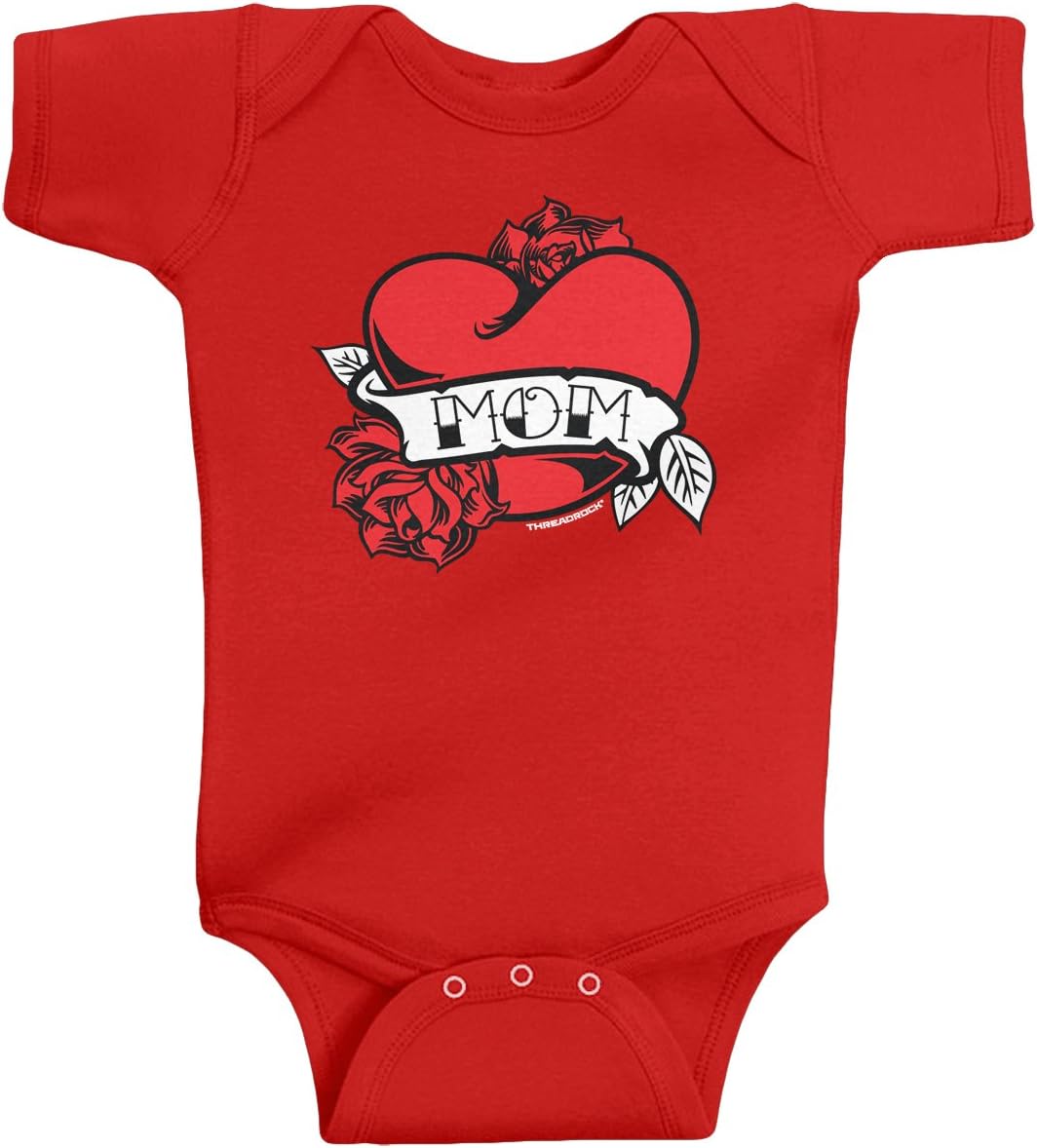 Threadrock Baby Boys' Mom Heart Tattoo Infant Bodysuit
