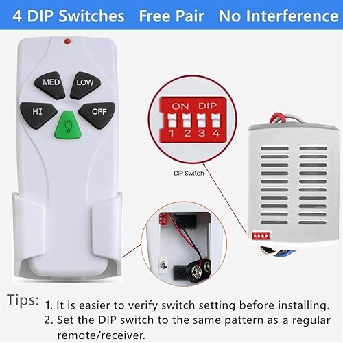 Vista 17 de Kit de control remoto universal de ventilador de techo 53T, atenuador de luz de 3 velocidades, funciona con receptor 18R 28R compatible con 53T 35T