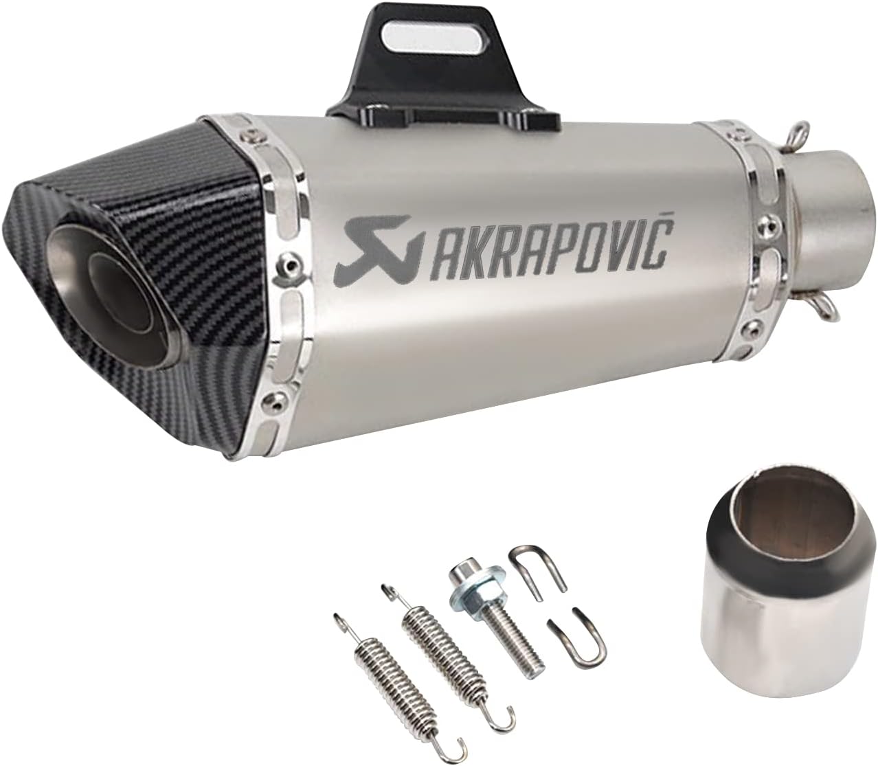 Universal Slip On Exhaust Silencer 36-51mm Muffler Pipe for All Motorcycle (Silver Carbon)