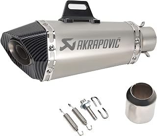 Universal Slip On Exhaust Silencer 36-51mm Muffler Pipe for All Motorcycle (Silver Carbon)