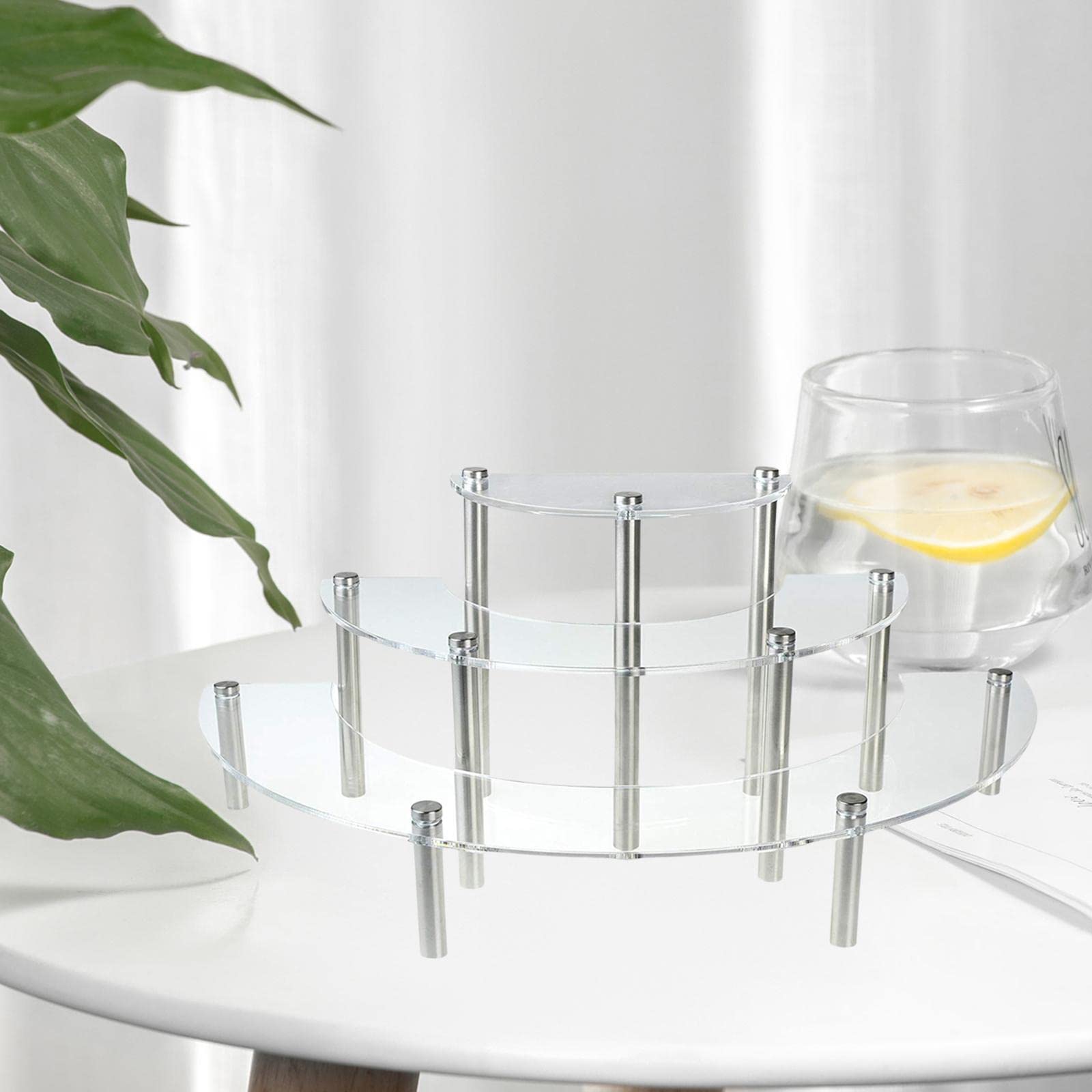 Acryl Display Stand Figurenregal Sammlerregal Cupcake Treppenregal mit Metallbeinen Stabil Abnehmbar für Desserttisch Sammlerstücke Heimdekoration, klar