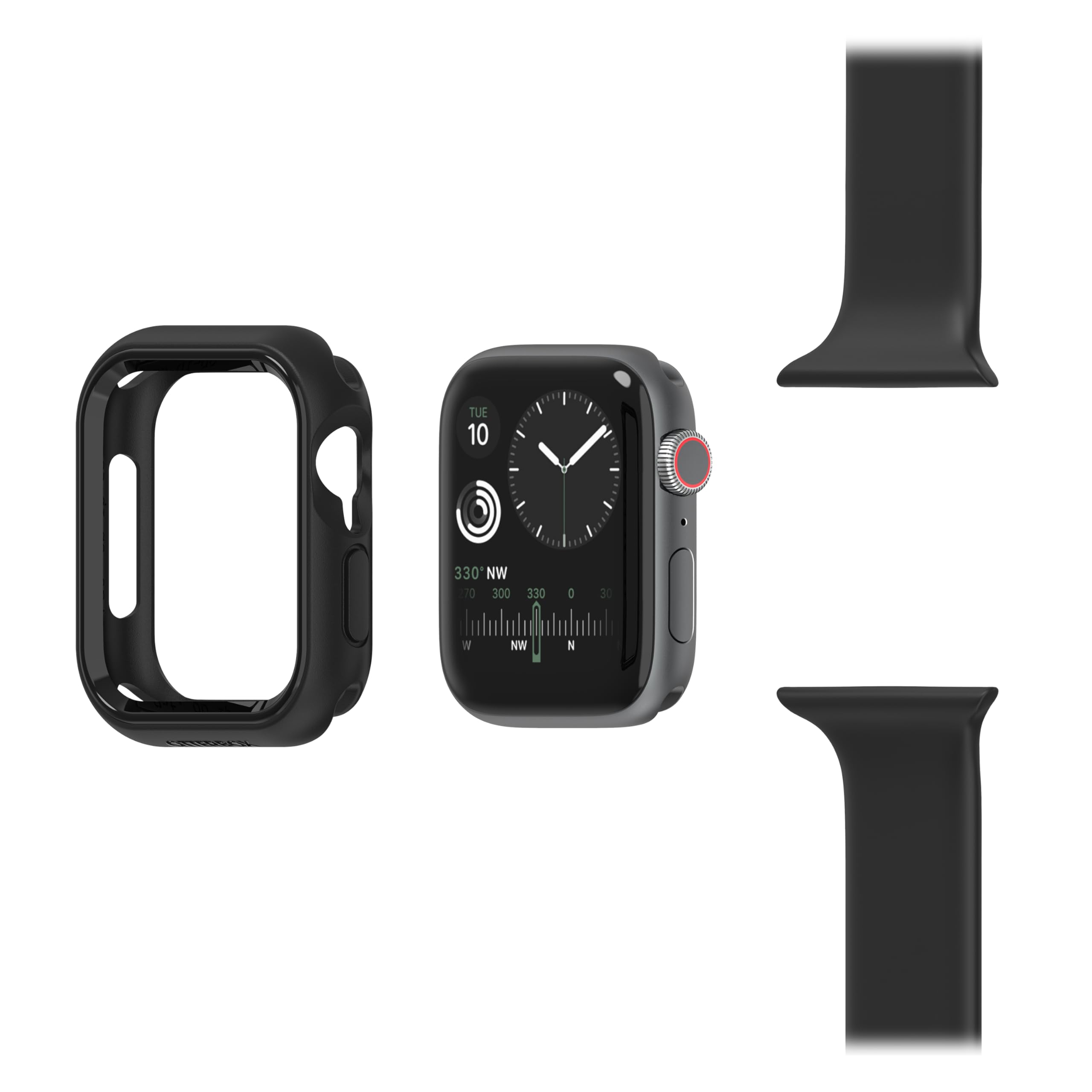 Watch Bumper OtterBox do Apple Watch Series 9/8/7-41mm, odporne na wstrząsy, odporne na upadki, smukłe etui ochronne na zegarek Apple Watch, chroni wyświetlacz i krawędzie, Obsidian