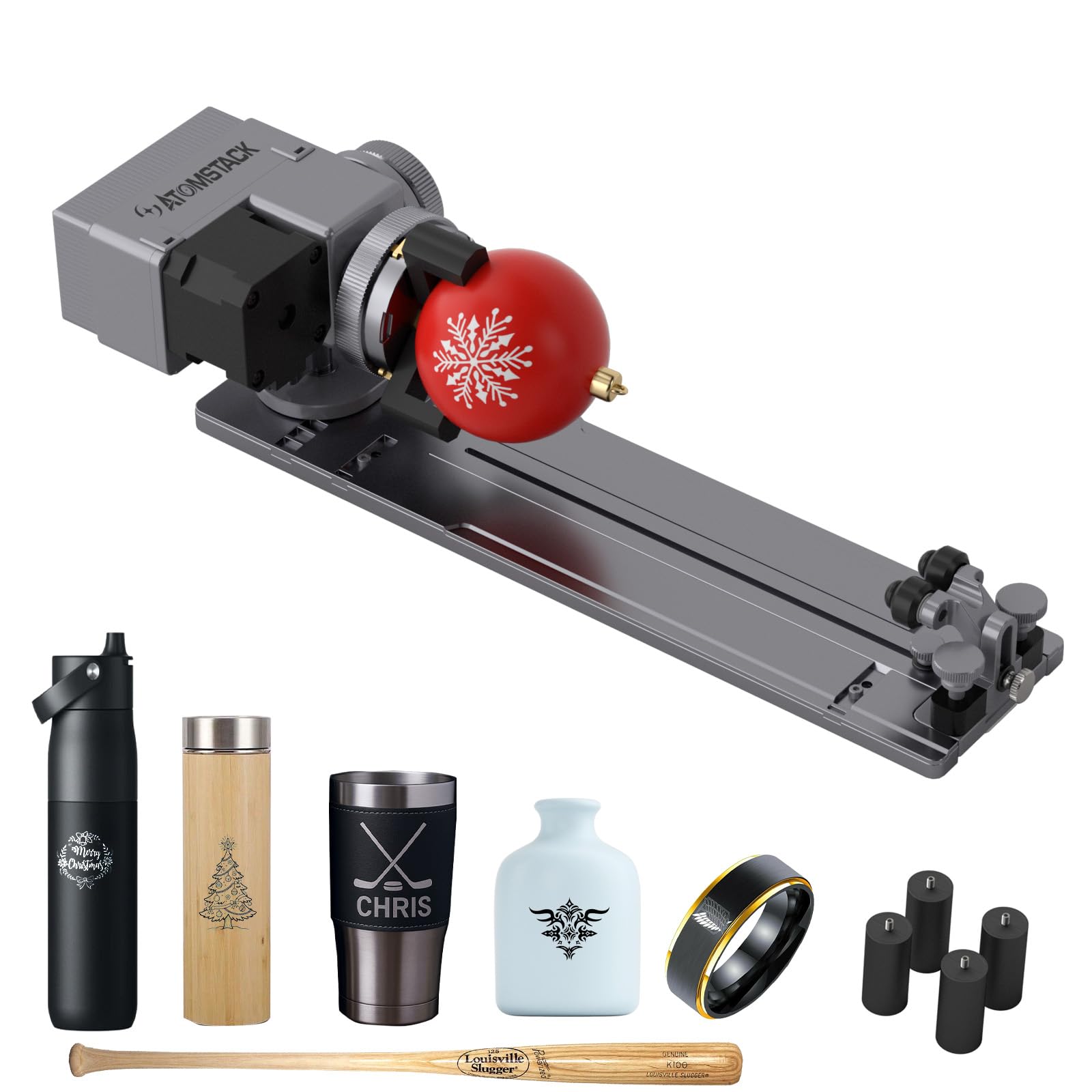 ATOMSTACK R8 Rotary Roller for P1 Engraving Machine, 180° Angle & 360° Rotation for Cups, Balls, Rings, 0.1mm Precision, 10000mm/min, Compatible with All AtomStack Engravers
