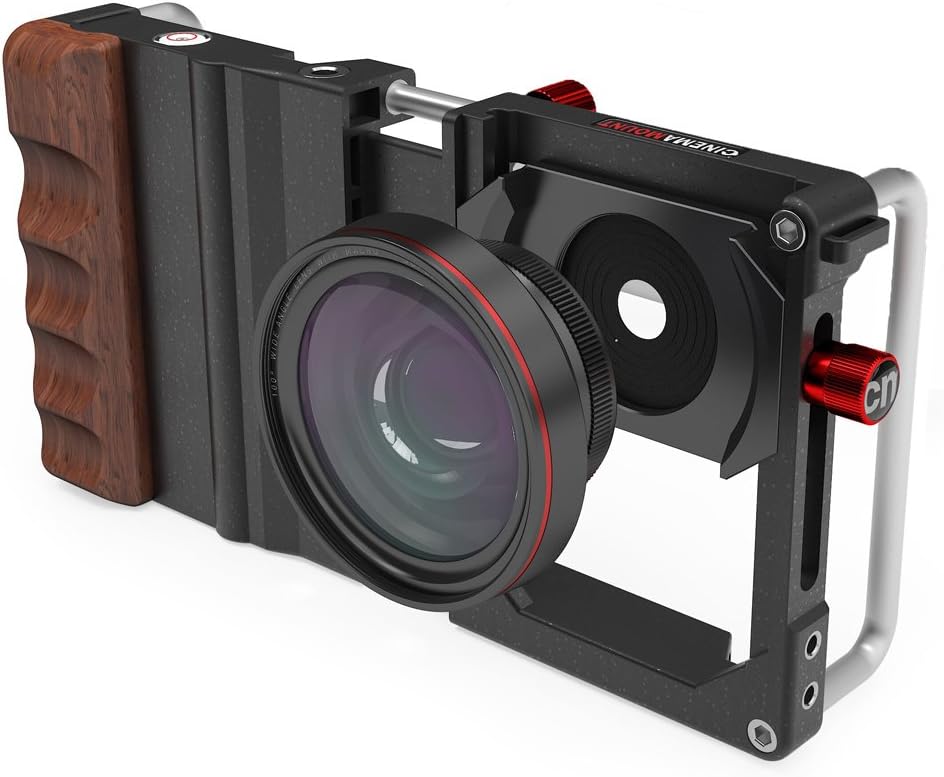 Cinema Mount Professional Smartphone Stabilizer Rig Mount - Retail Packaging - Black with Rosewood Grip