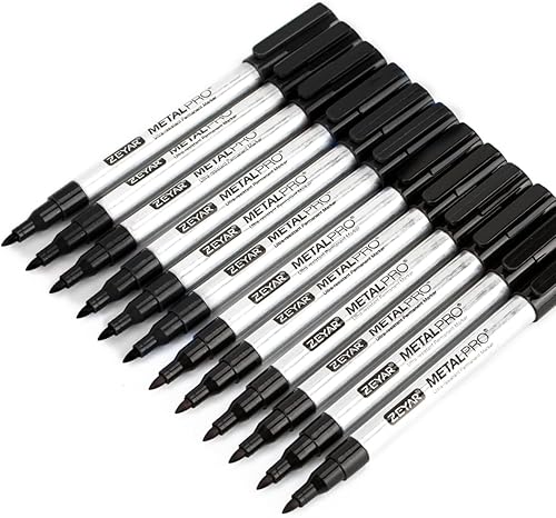 ZEYAR Rotuladores permanentes, punta extrafina (0.039 in), tinta impermeable y a prueba de manchas, barril de aluminio, secado rápido, ideal en
