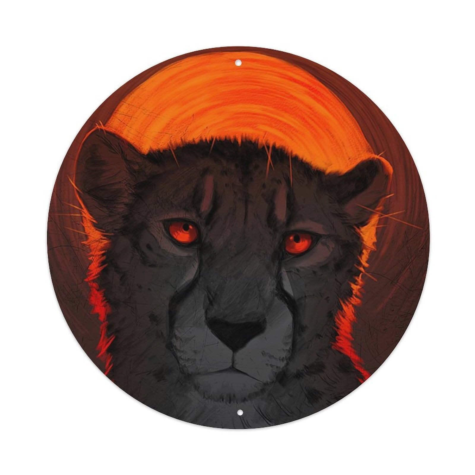 Animal Artwork Leopard at Sunset Vintage Metal Tin Sign Plaque Wall Decor for Cafe, Club Bar, Office, Garden Metal Poster 8x8Inch