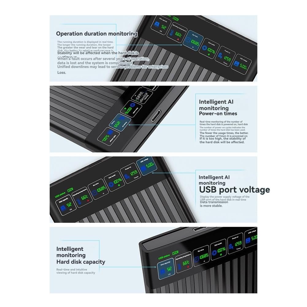 Zewnętrzny dysk twardy 512 GB 6 Gb/s 2,5 na dysk twardy C Adapter z inteligentnym wyświetlaczem cyfrowym do użytku w laptopie PC