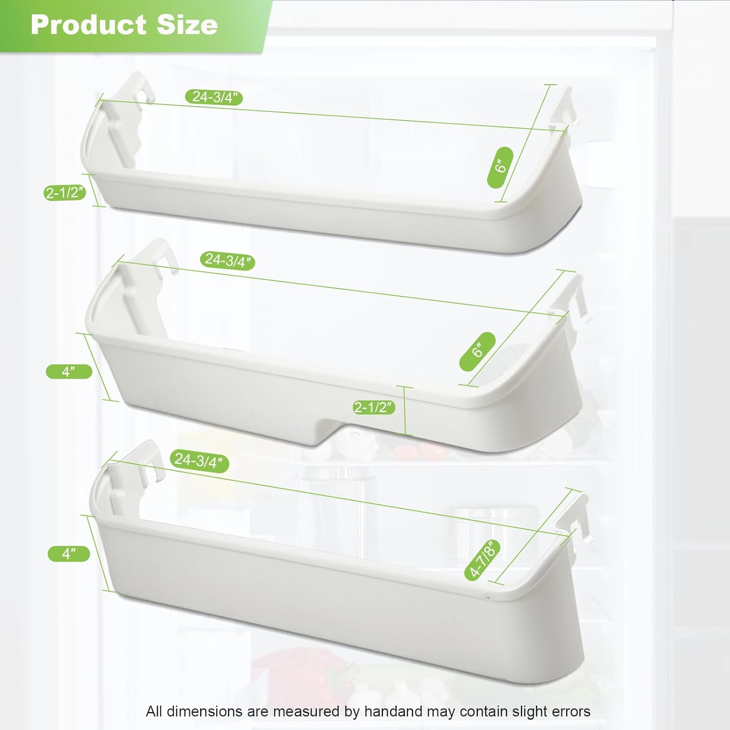 240338001 (Top) & 240337901 (Middle) & 240338101 (Bottom) Refrigerator Door Shelf Rack Bar Compatible with Frigidaire Refrigerator, Refrigerator Door Bin Shelf