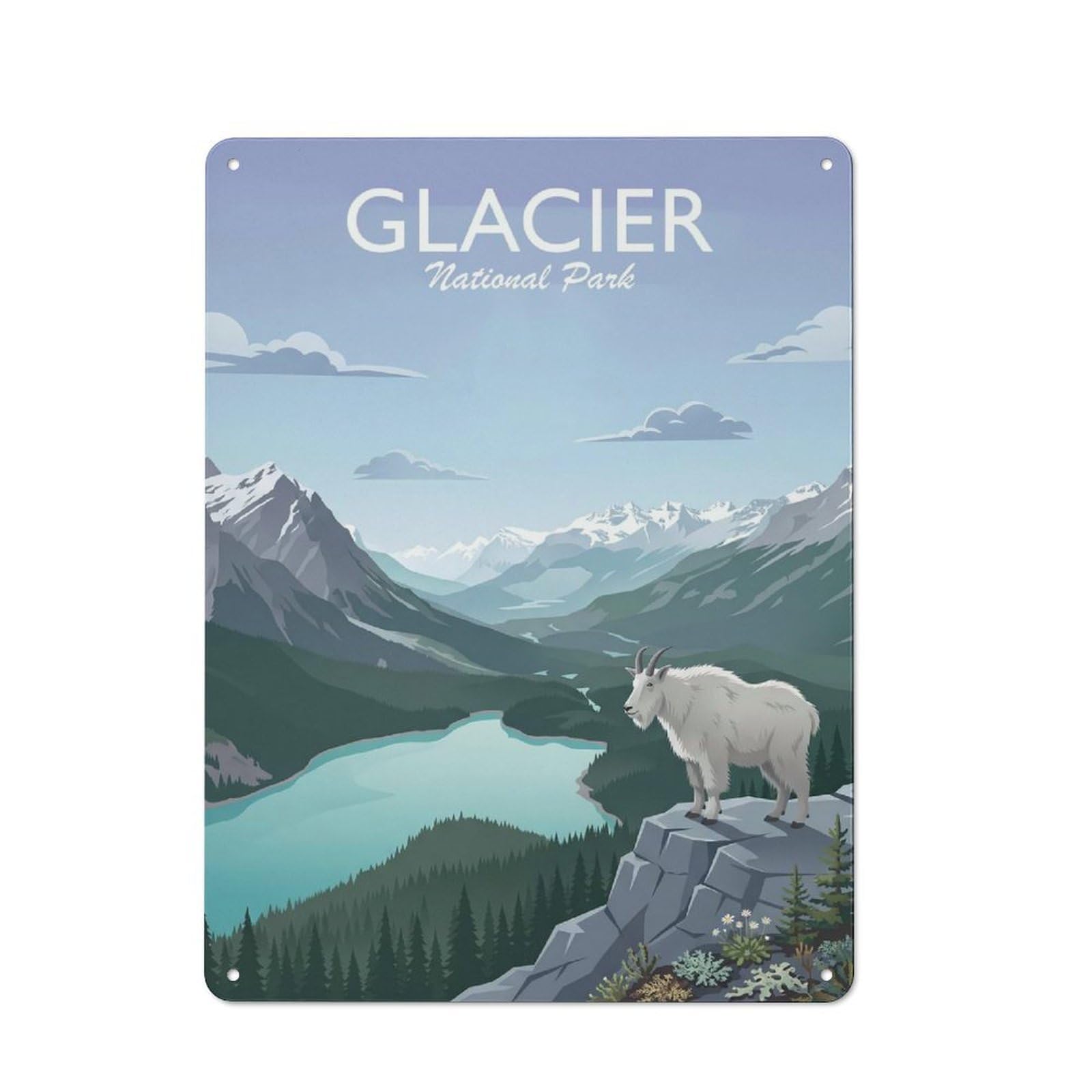 Junmoney Style-20 Glacier National Park Retro-Style Tin Sign 40X30cm For Guest Room Or Hallway, A Christmas Gift For People Styling Guest Room And Hallway