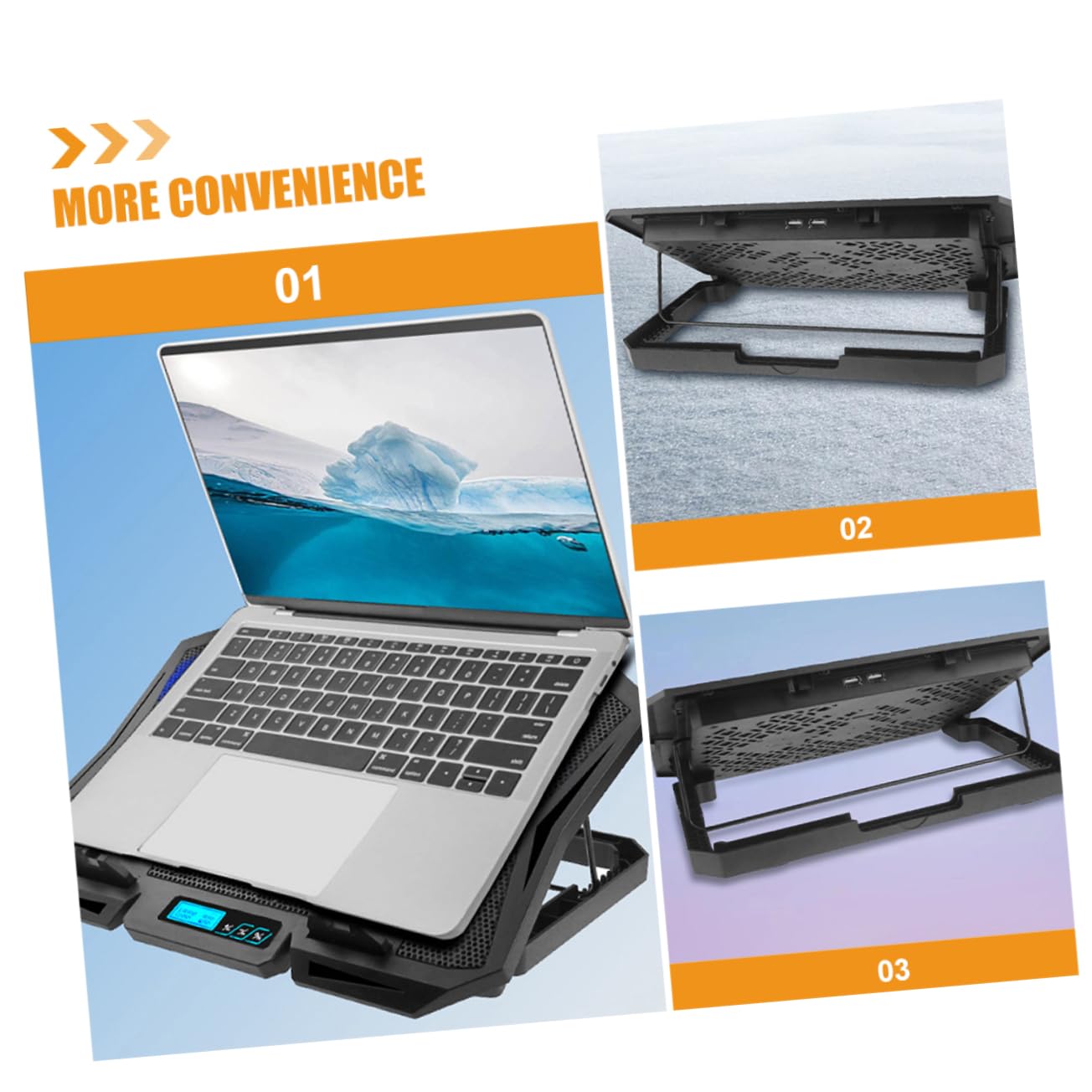 Almohadilla de Enfriamiento para Computadora Portátil 15.6 Pulgadas Abs | Soporte para Portátil Ventilador de Refrigeración, Negro, 5v 2.1w, Decoracion Verano