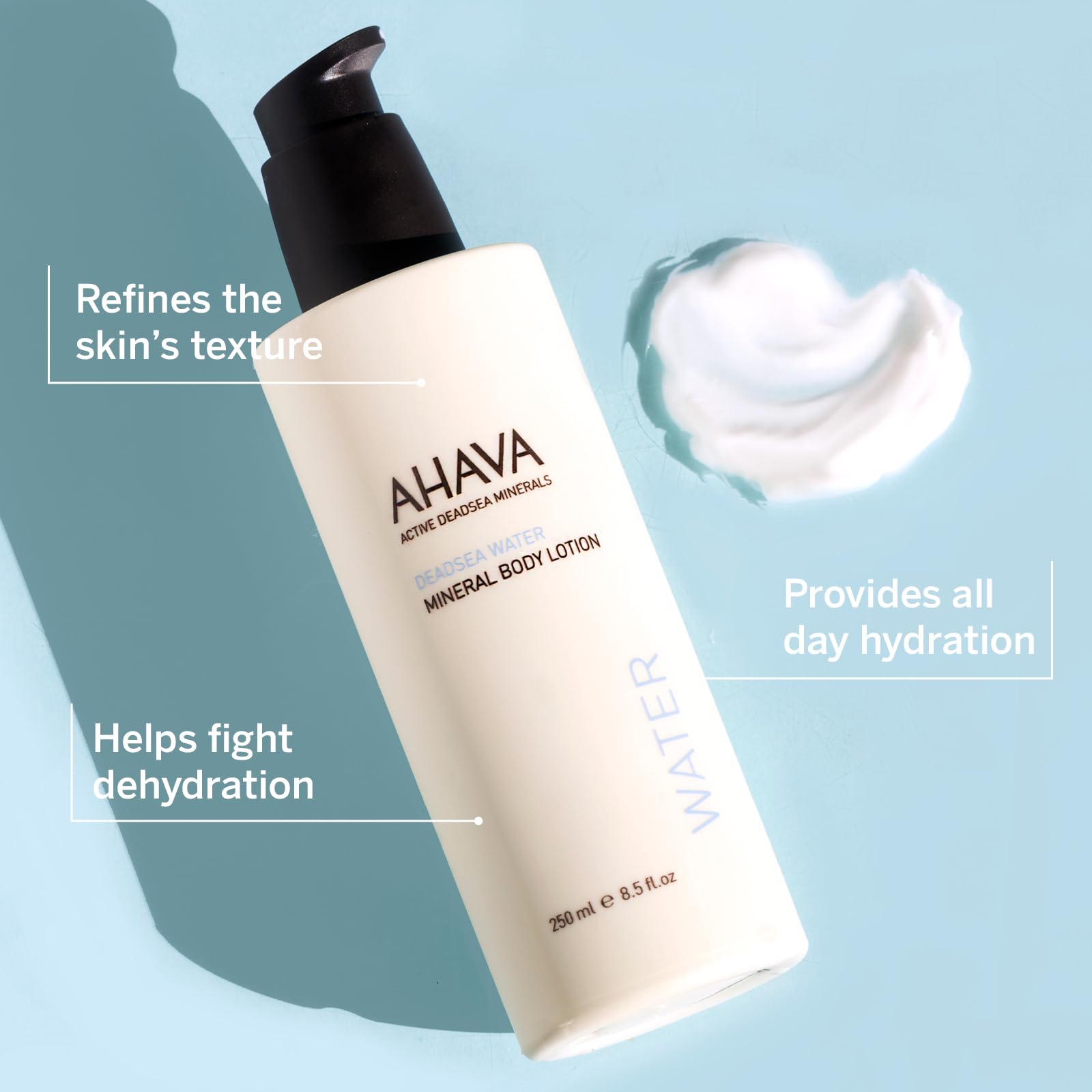 AHAVA Totes Meer Mineral Körperlotion - Tägliche Feuchtigkeitslotion mit Osmoter, Exklusive Mineralienmischung des Toten Meeres & Pflanzliche Extrakte, Original, 8.5 fl.oz (Packung mit 2)