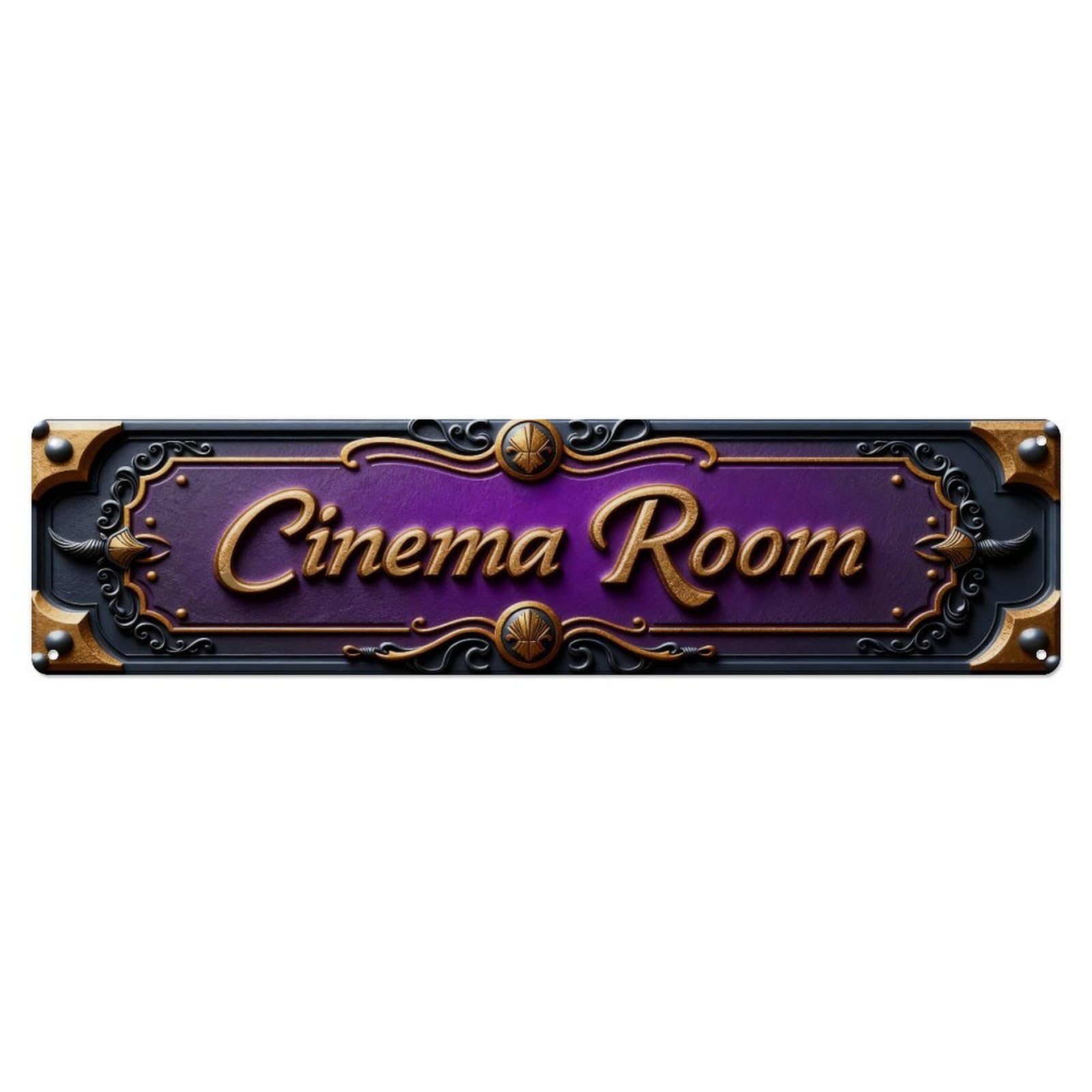 Cinema Room Sign Ornate Metal Tin Sign Plaque