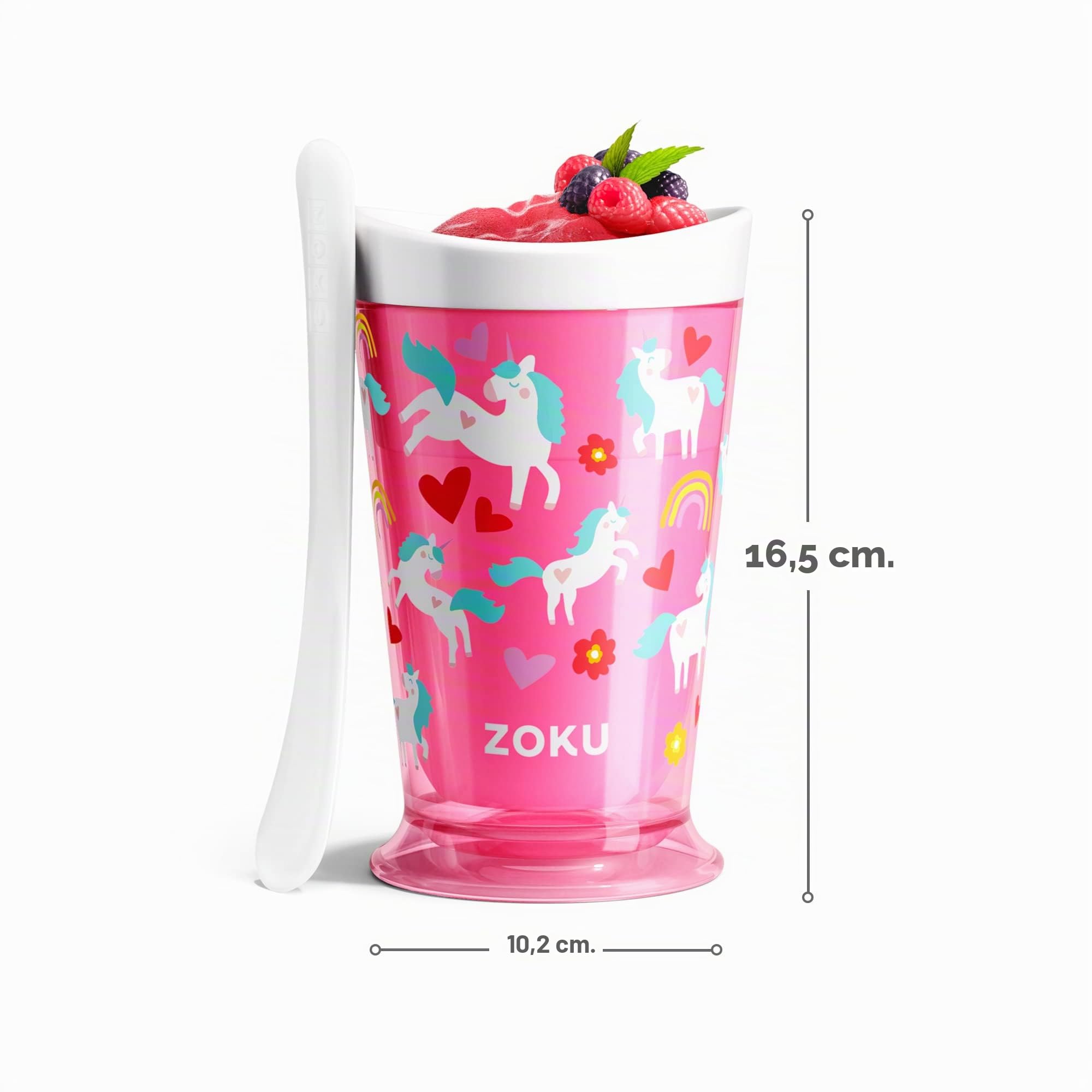 Slush en Milkshake Maker, Eenhoorn, Polypropyleen/Kunststof, BPA vrij, Roze - Zoku | Kein Strom erforderlich, Gefrier-Kernbecher macht Slushies in 7 Minuten, Einzelportion, BPA-frei