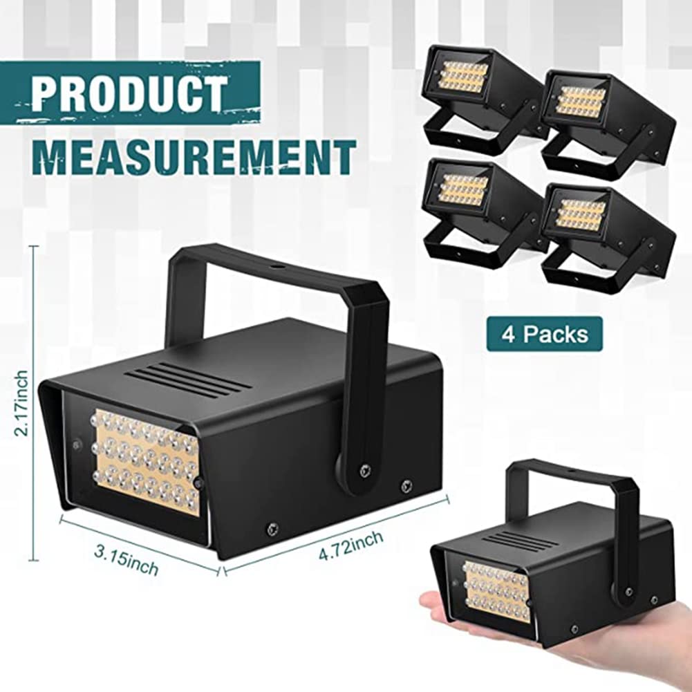 Daconovo 4 Luces Estroboscópicas LED para Fiestas, Control de Velocidad de Flash Ajustable, Negro con destellos de colores