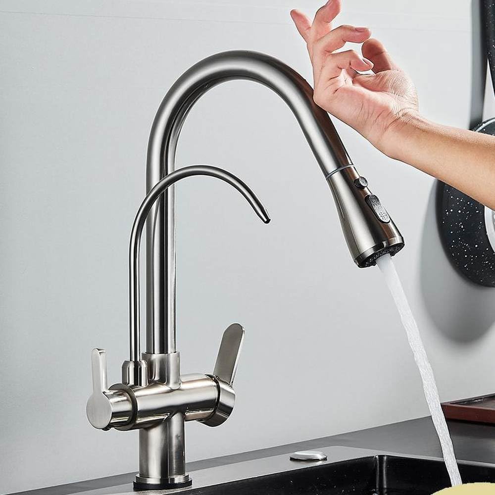 Robinet de cuisine à filtre et capteur tactile mitigeur d'eau pure d'évier