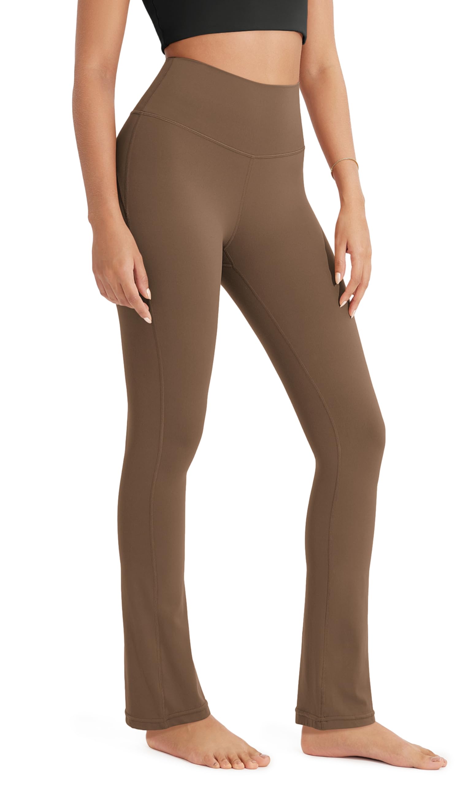 ODODOS Cloud Feeling Straight Leg Pants with Back Pocket for Women, High Waist Casual Lounge Yoga Pants- 28" / 30" Inseam