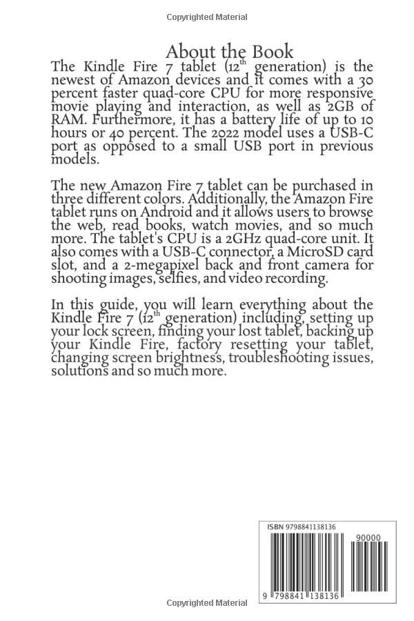 Seniors Guide to 2022 Kindle Fire 7 12th Generation (Large Print Edition): The Complete Manual with pictorial illustration of the new 2022 12th ... Fire 7 e-Reader with tips and hidden features image 3