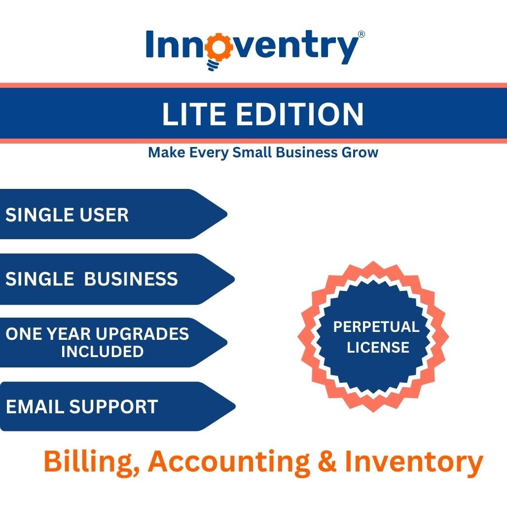 Innoventry – Lite Edition One Software for All Your Business Needs – GST Ready Billing, Accounting & Inventory Management| Single User Offline…