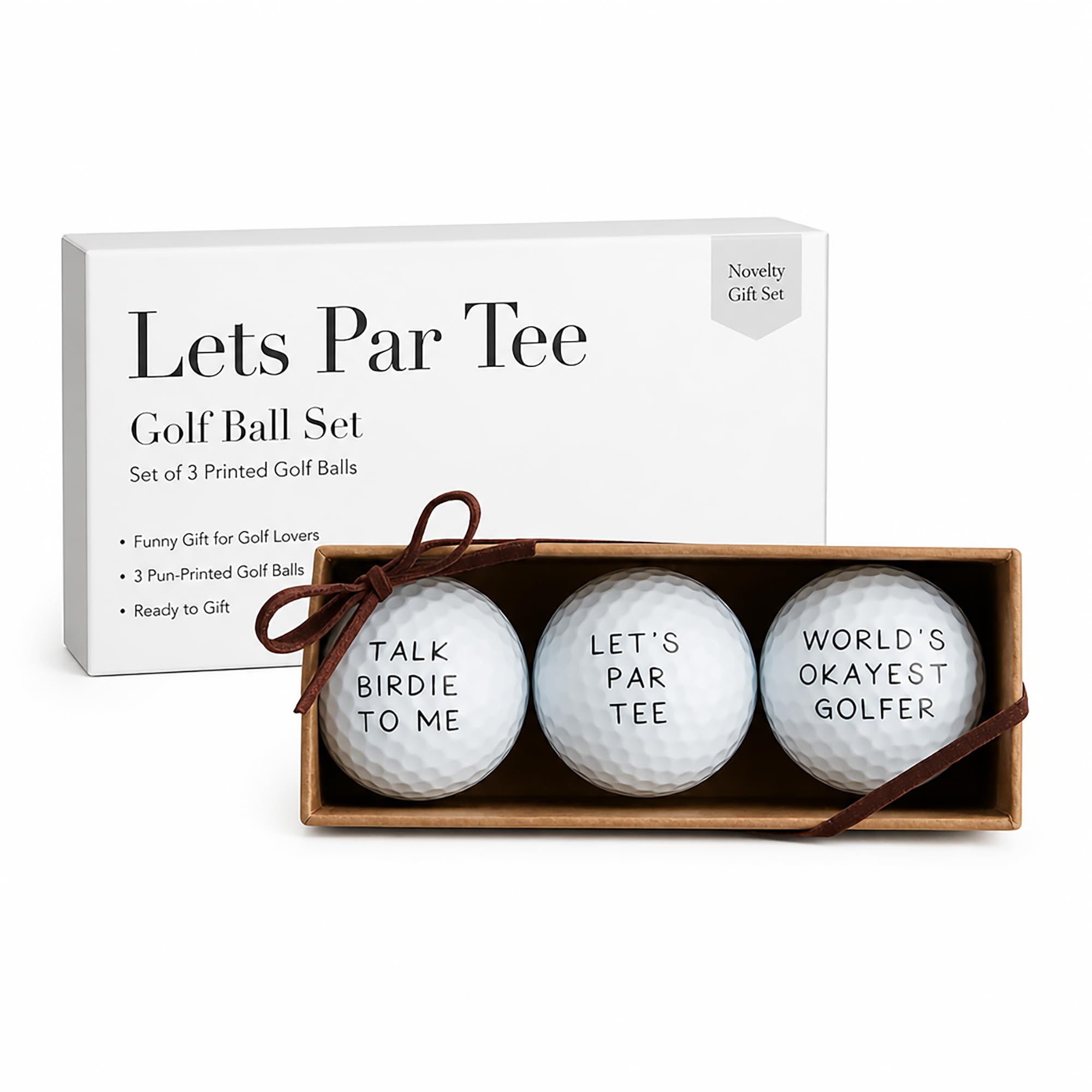 Mud Pie Men's Lets Par Tee Golf Ball Set, 1 1/2" Dia, Lets Par Tee