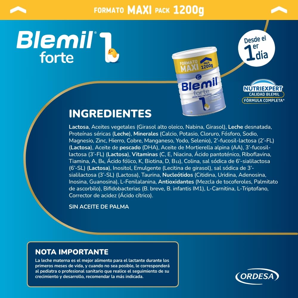 Blemil Plus 1 Forte 3PACK | 3600g | Leche de Inicio en polvo Desde el Primer Día - Formato Ahorro - Amazon Exclusive
