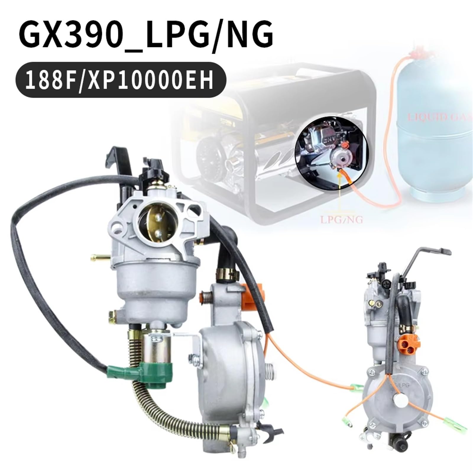 Motor Carburador Para Generador De Gasolina Híbrido 5 KW Accesorios Carburador 168F/188F Doble Combustible Estrangulador Automático O Manual Kits Conversión GLP/GN(188F LPG)
