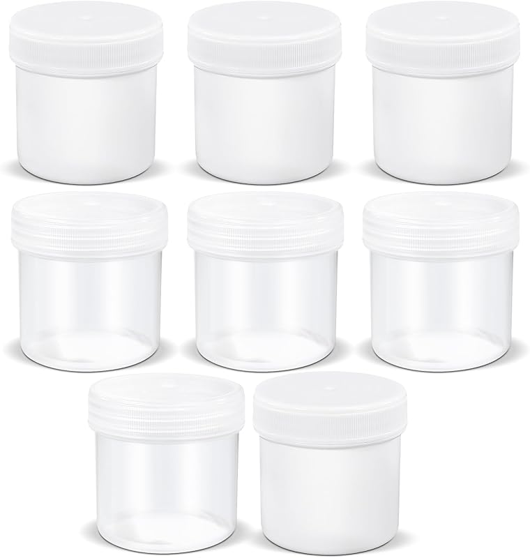 Frascos recarregáveis UMETASS de boca larga em PP transparente e branco com tampas, 100 mL, Pacote com 8