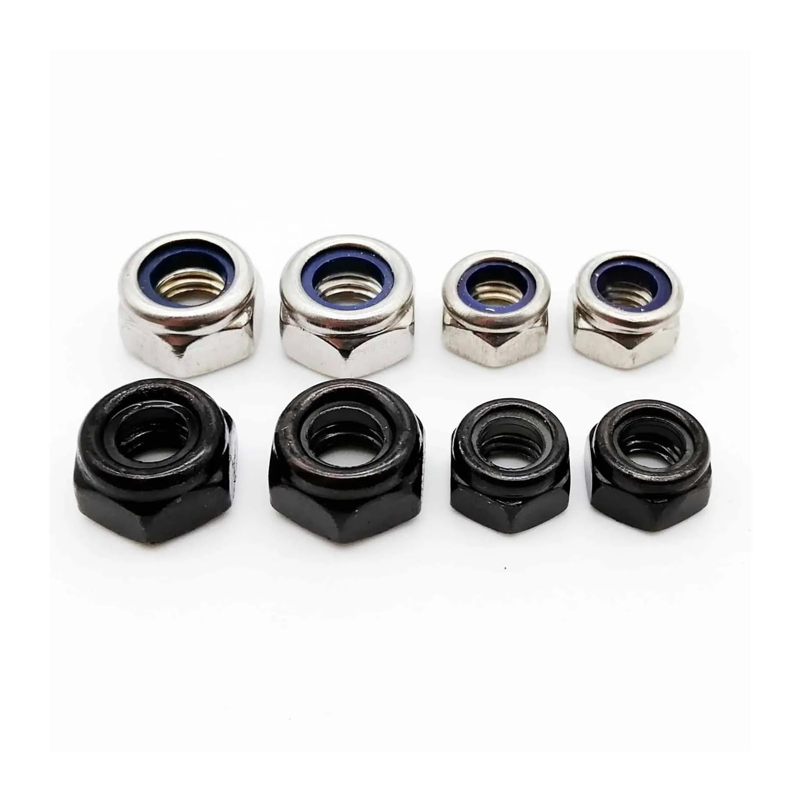 Tuerca de seguridad hexagonal negra de acero inoxidable 304 M2 M2.5 M3 M3.5 M4 M5 M6 M8 M10 M12 M14 M16 Tuerca de seguridad autoblocante(Black carbon steel,25pcs M10)