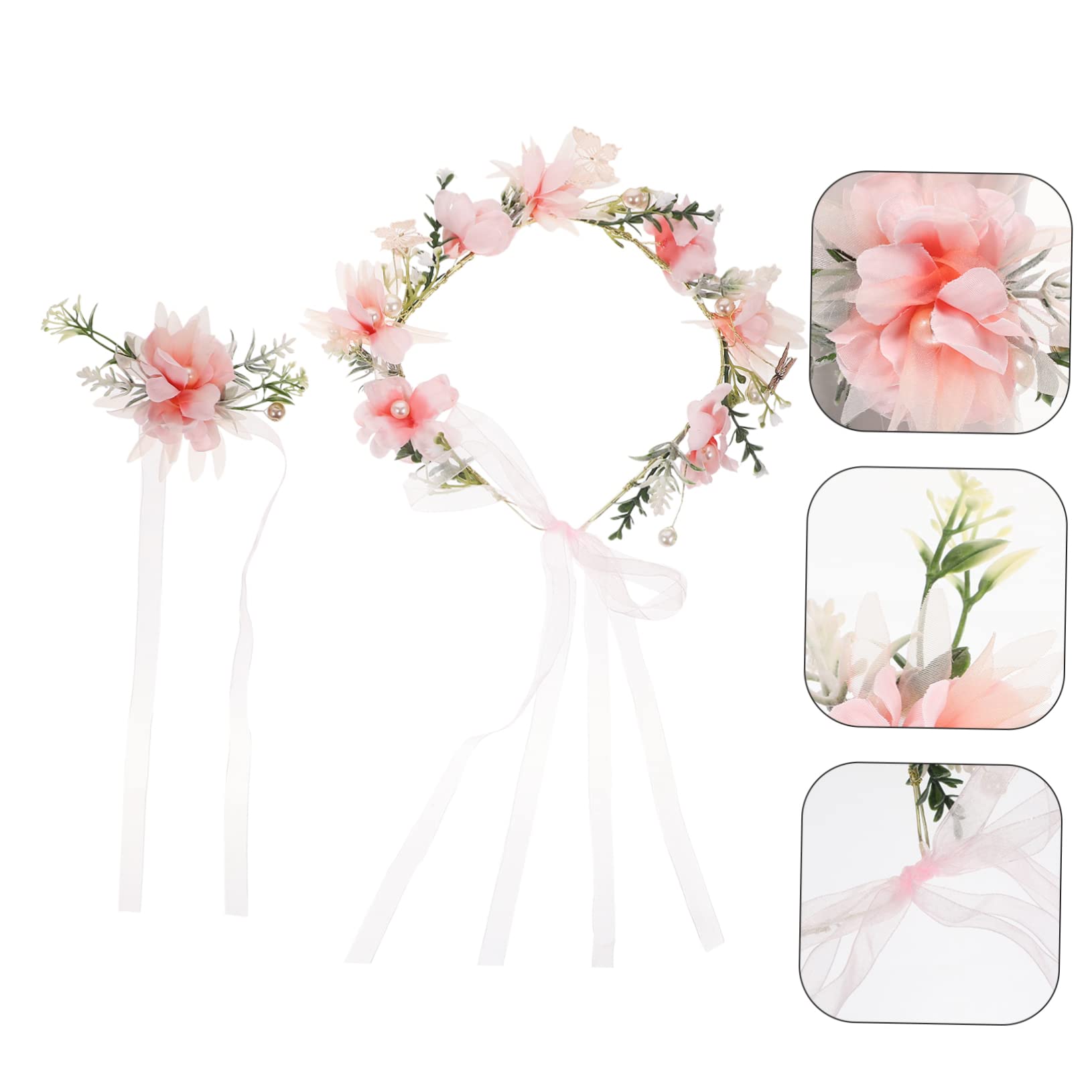 FRCOLOR Lot De 5 Bandeaux De Mariée Réglables Bracelet À Fleurs Élégants Pour Filles Accessoire Pour Cheveux Idéal Pour La Plage Et Les Mariages